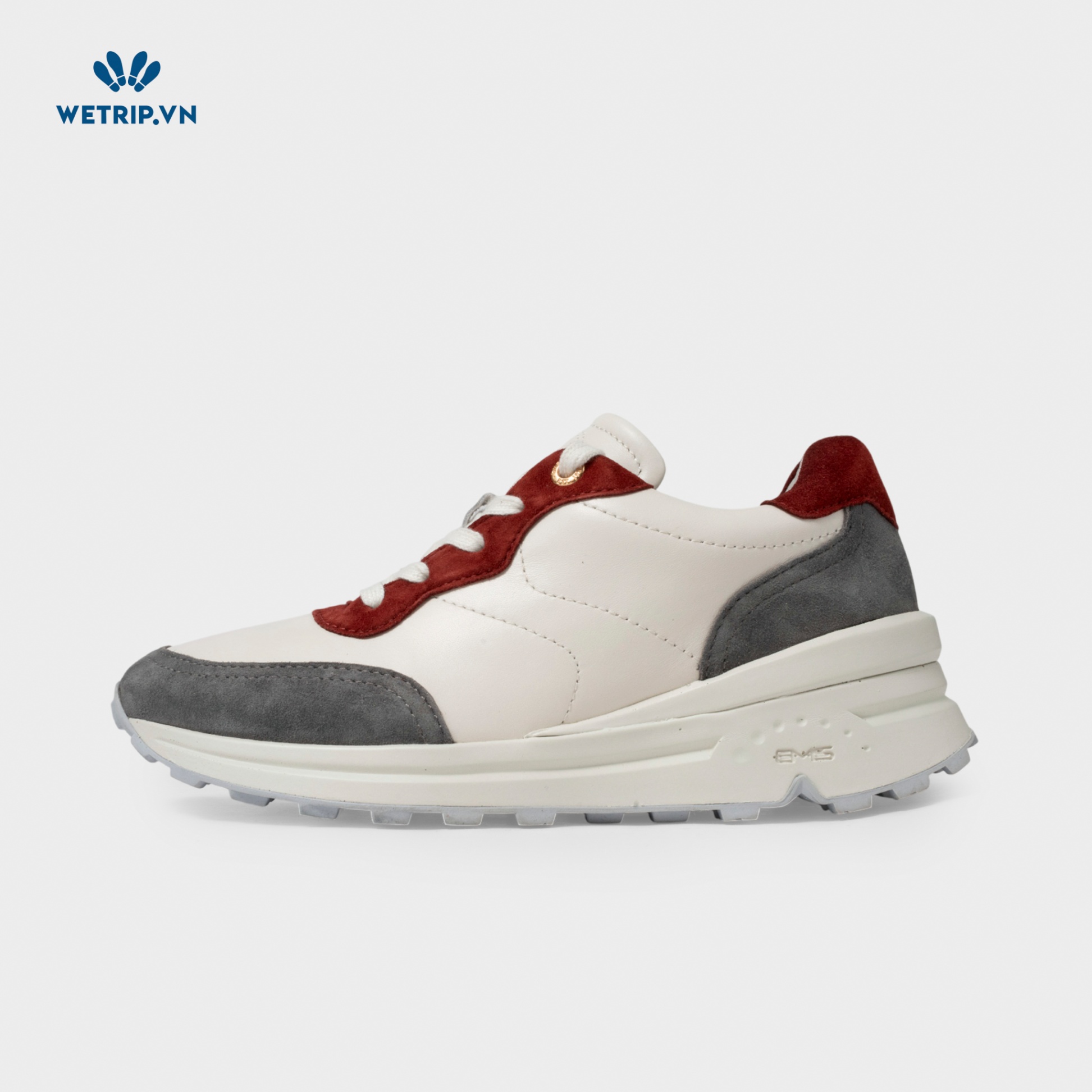 Sneaker Bussola (Da-Trắng mix đỏ) Mã SN-BSL-147-A