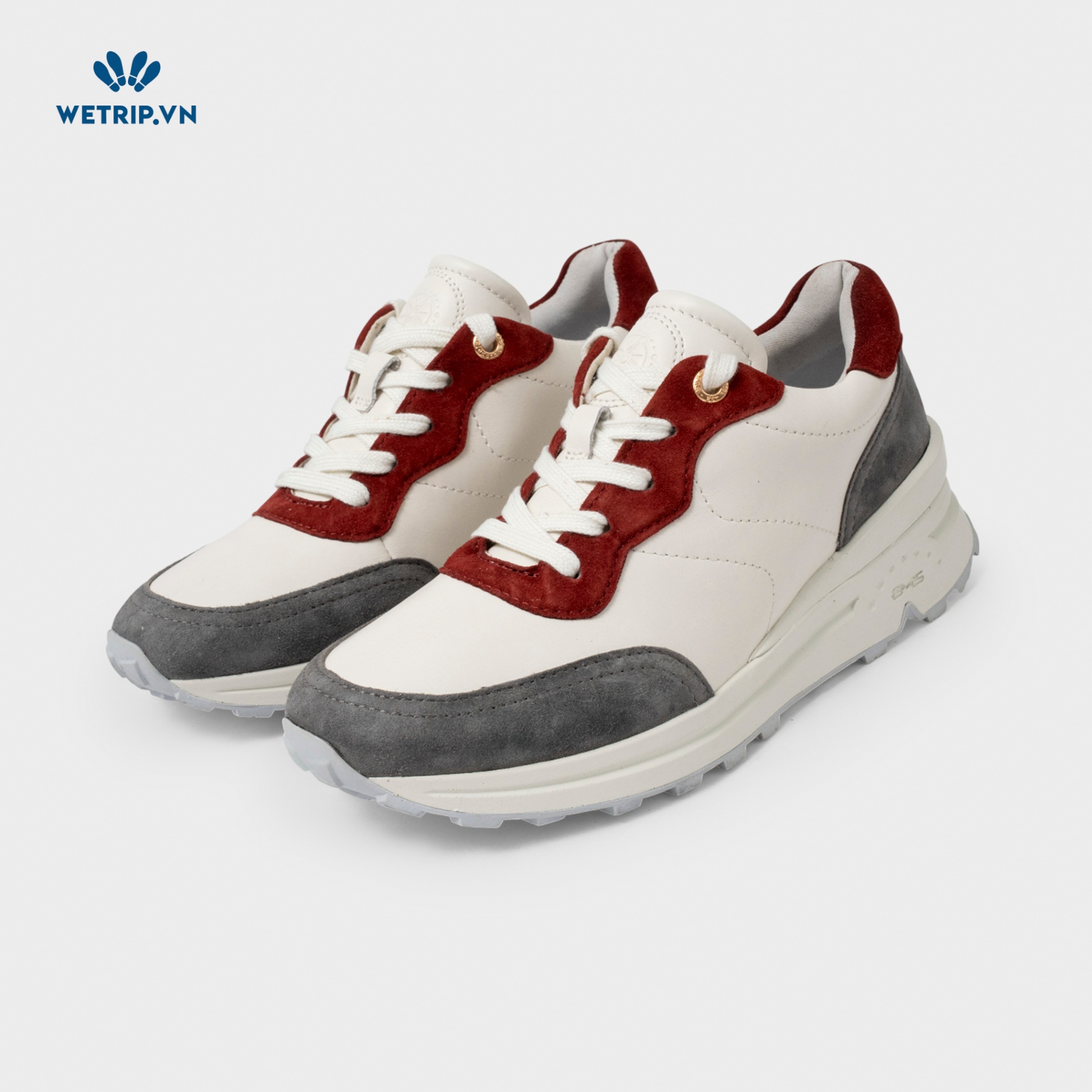 Sneaker Bussola (Da-Trắng mix đỏ) Mã SN-BSL-147-A