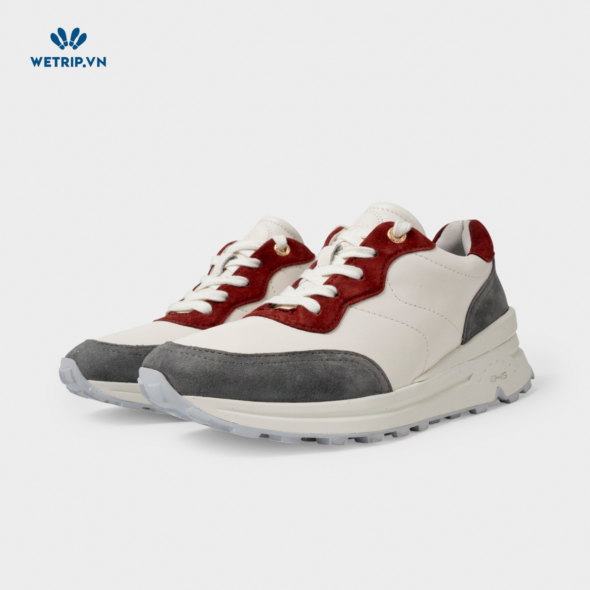 Sneaker Bussola (Da-Trắng mix đỏ) Mã SN-BSL-147-A