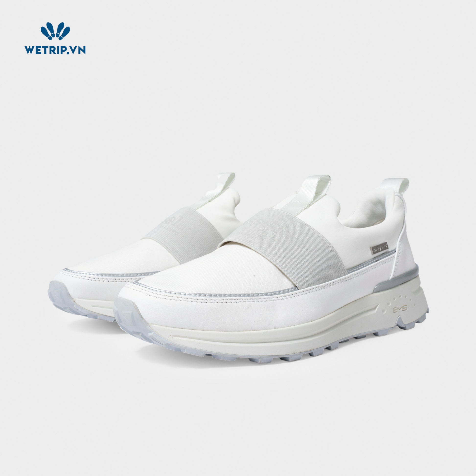 Slip-On Bussola (Vải-Trắng quai xám) Mã SLO-BSL-041-A