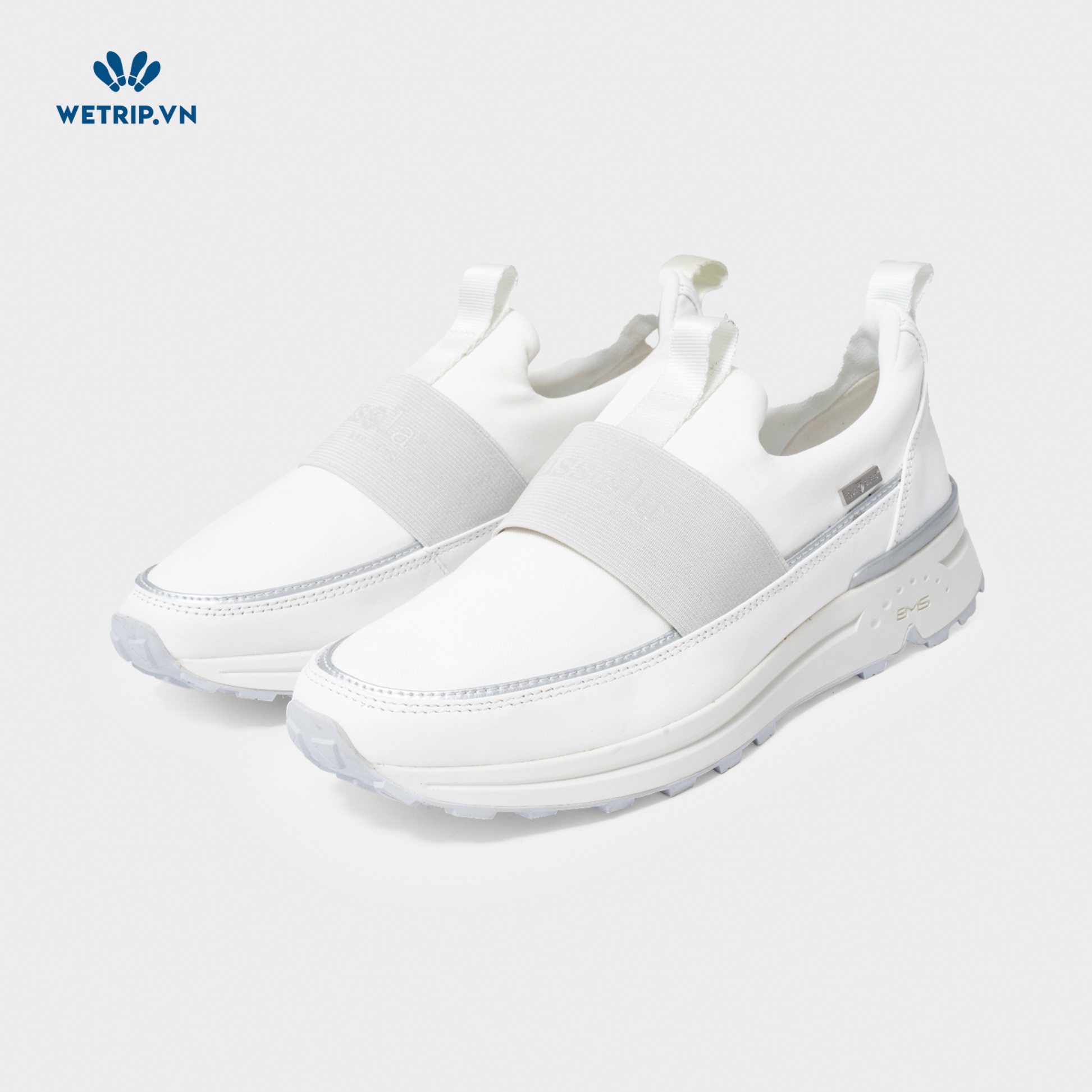 Slip-On Bussola (Vải-Trắng quai xám) Mã SLO-BSL-041-A