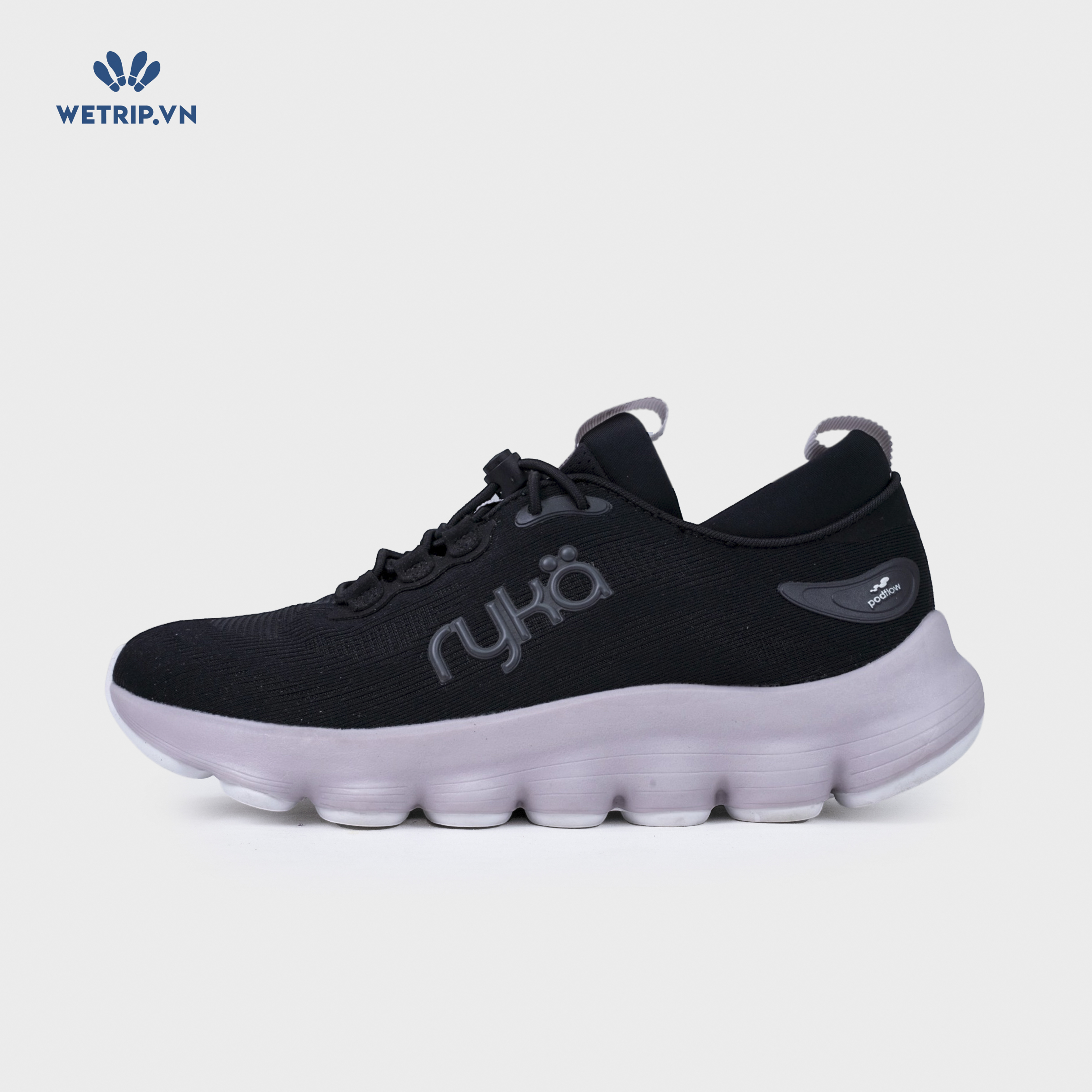 Sneakers RYKA (Vải đen, đế tím nhạt) Mã SN-RYKA-024-B