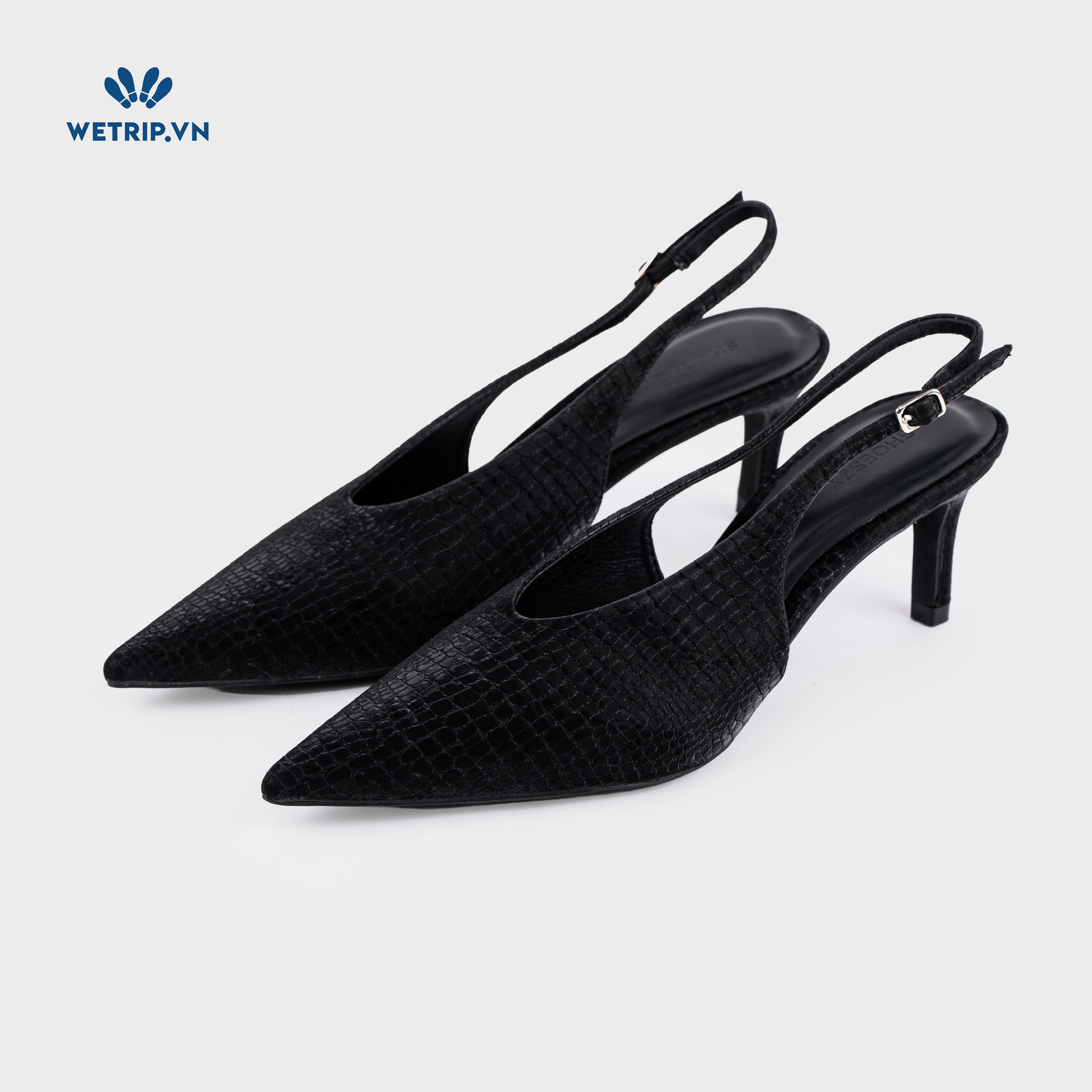 Americano Shoeszy -Slingback cao gót (7cm) màu đen