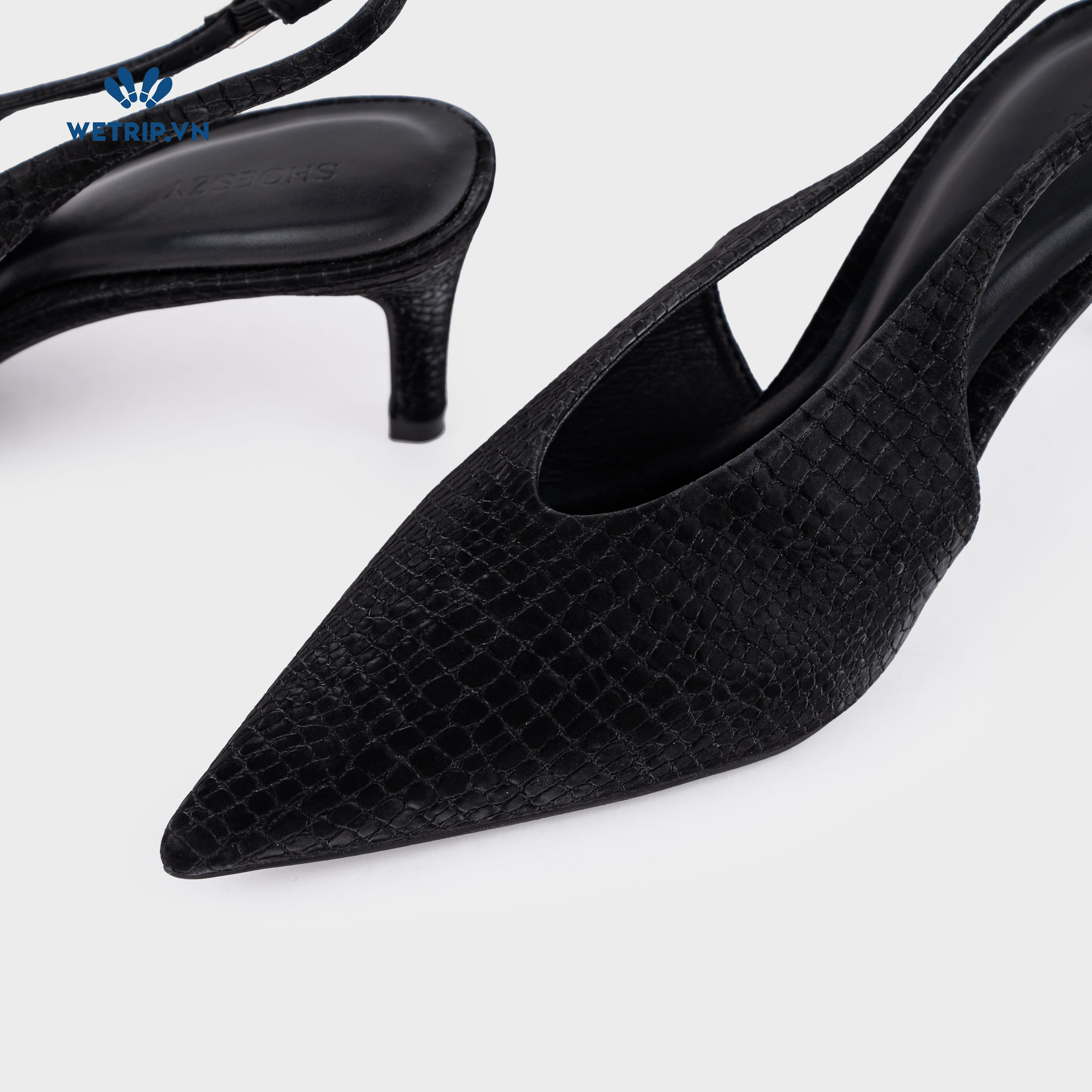 Americano Shoeszy -Slingback cao gót (7cm) màu đen