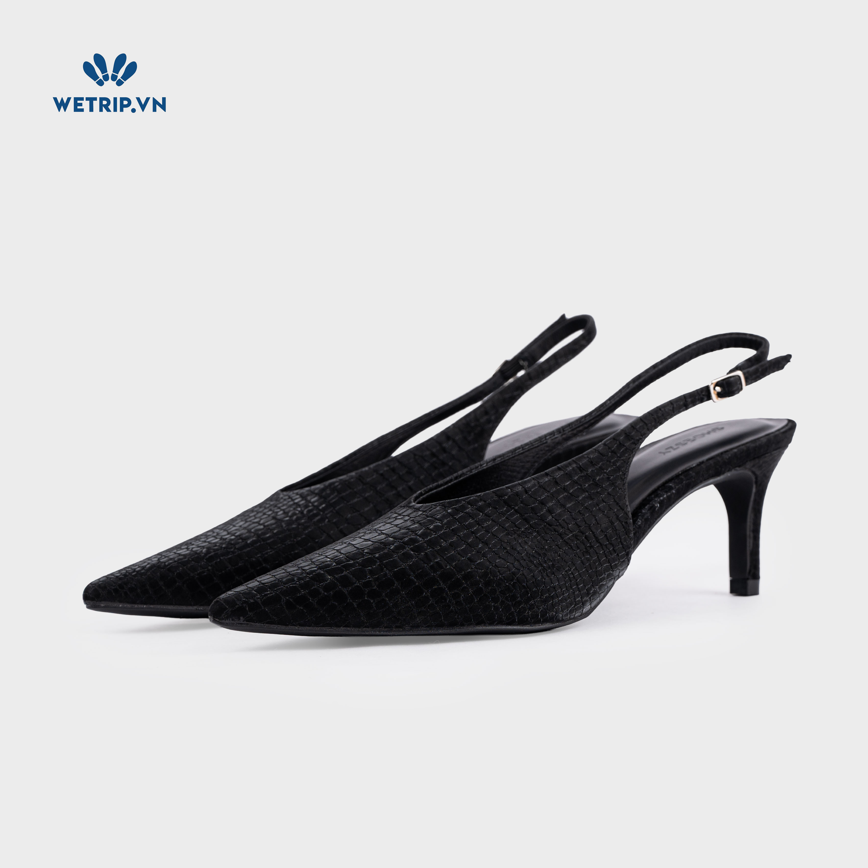 Americano Shoeszy -Slingback cao gót (7cm) màu đen