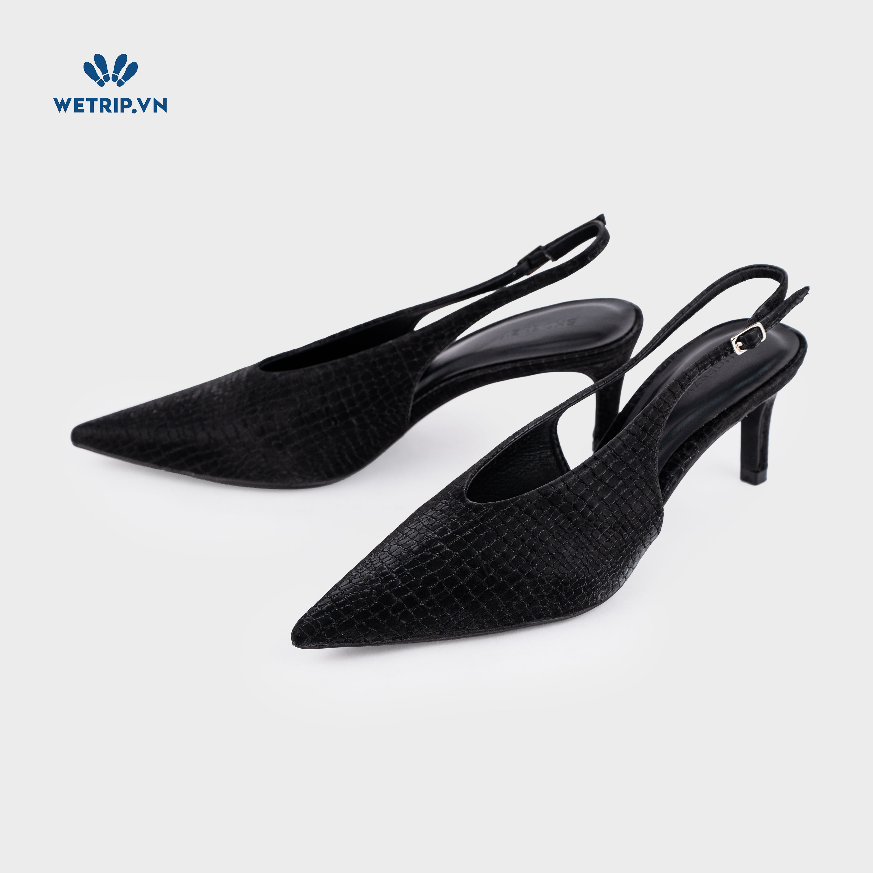 Americano Shoeszy -Slingback cao gót (7cm) màu đen