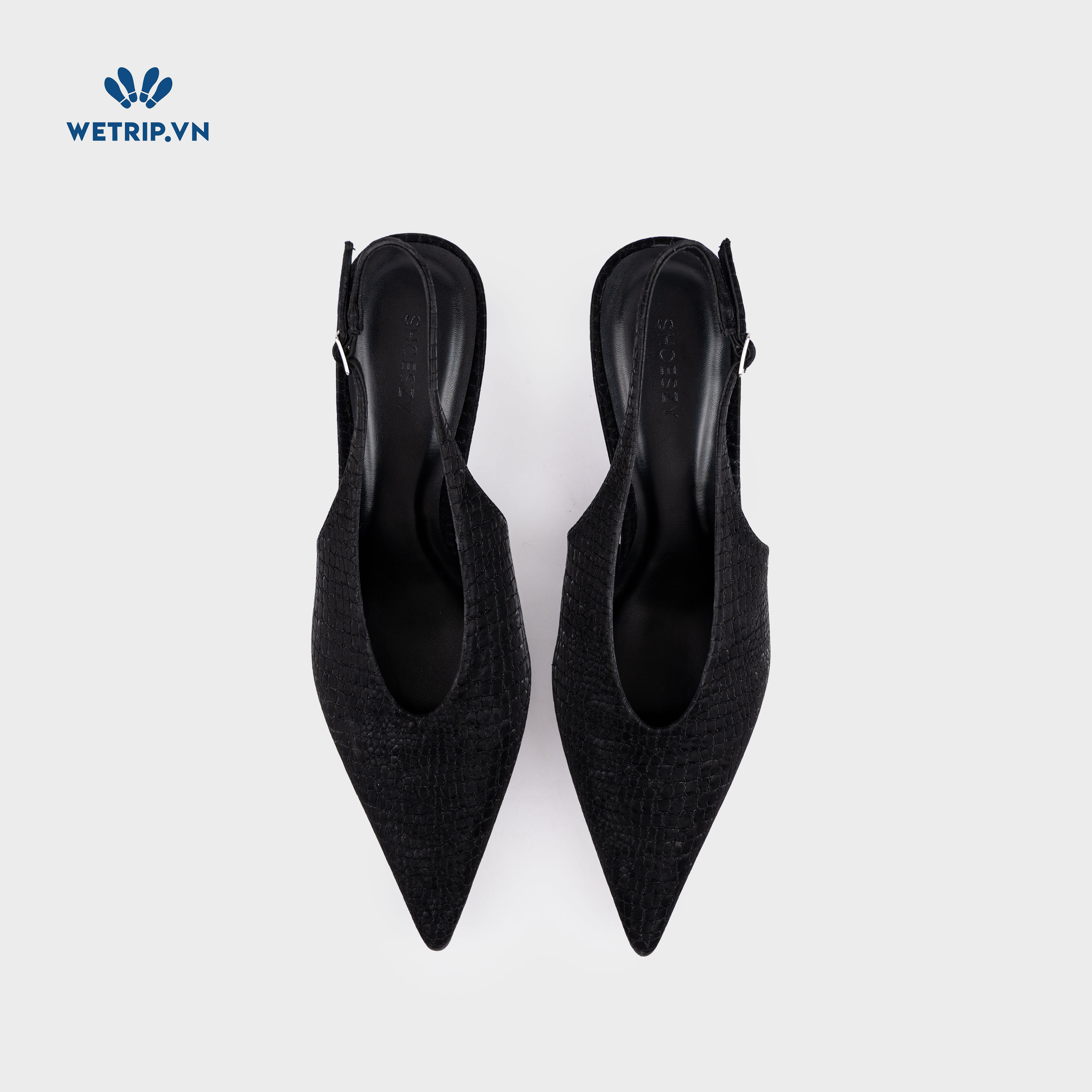 Americano Shoeszy -Slingback cao gót (7cm) màu đen