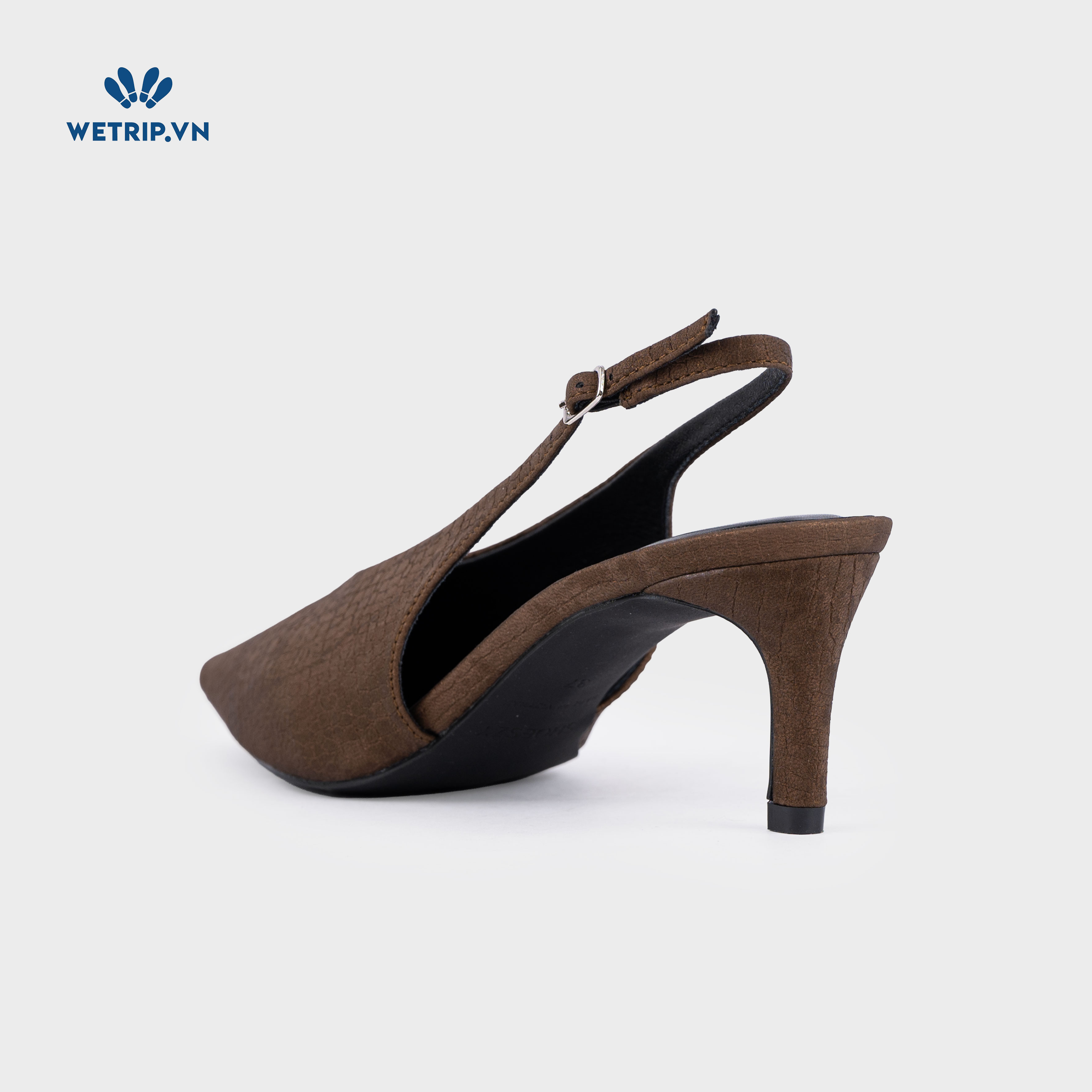 Americano Shoeszy -Slingback cao gót (7cm) màu nâu