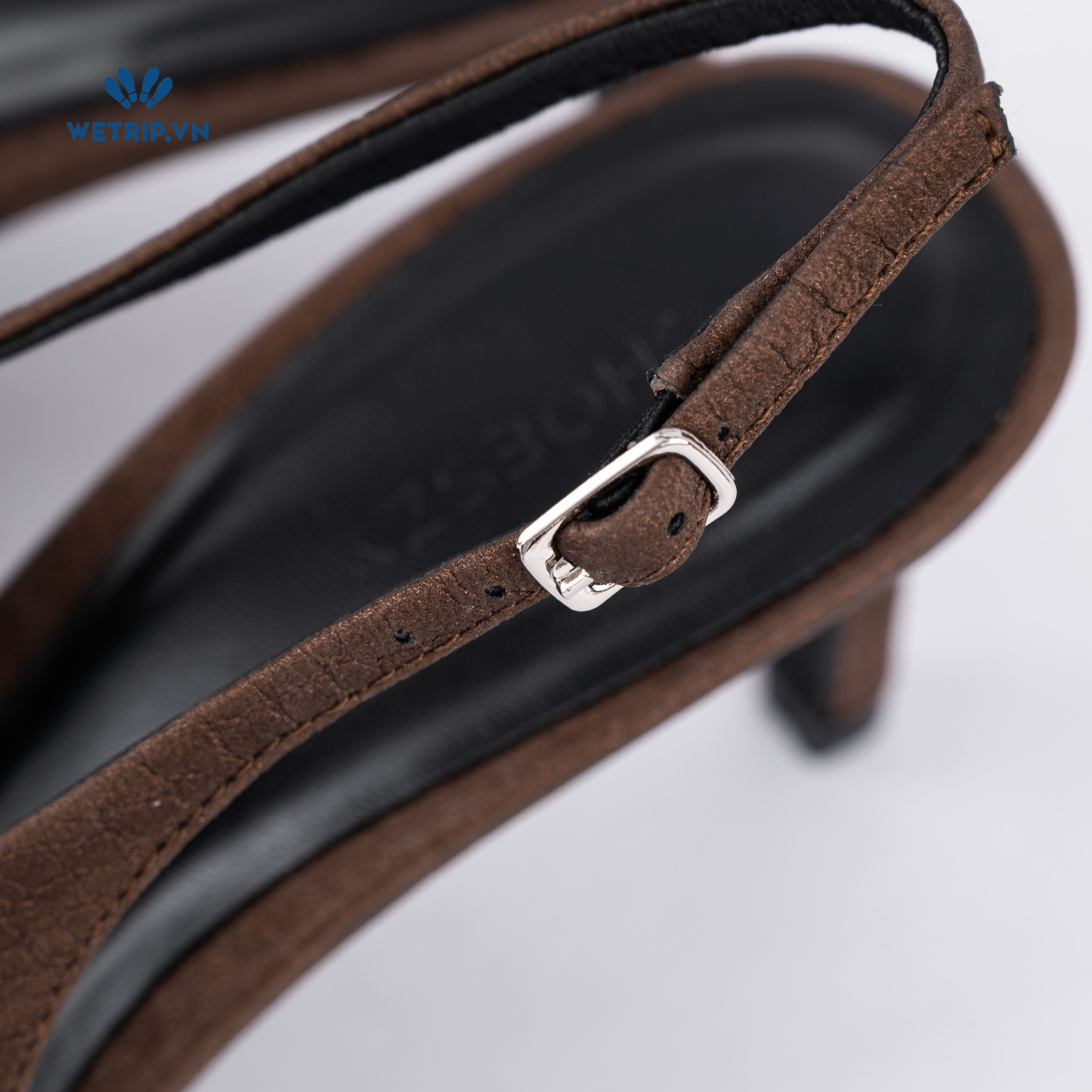 Americano Shoeszy -Slingback cao gót (7cm) màu nâu