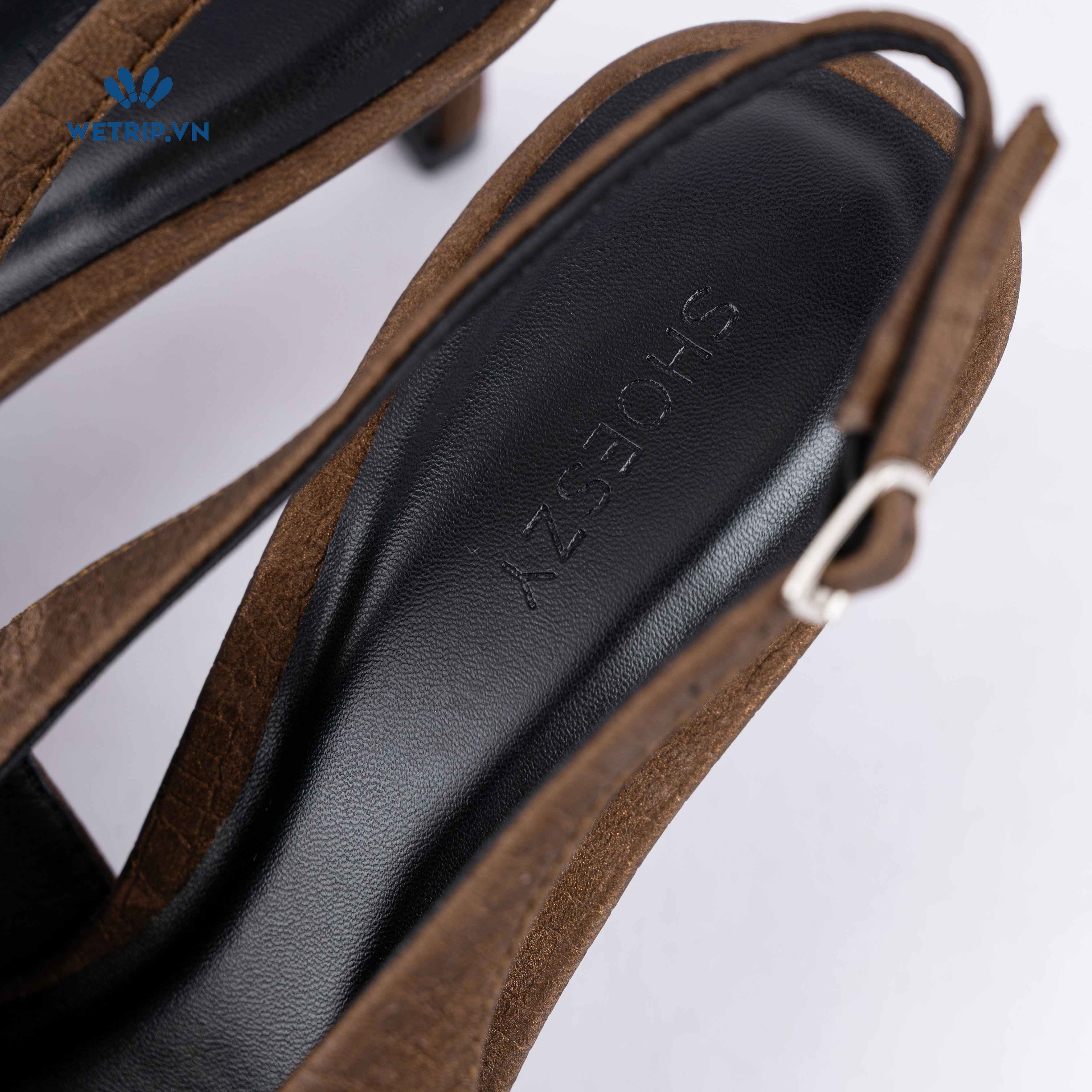 Americano Shoeszy -Slingback cao gót (7cm) màu nâu