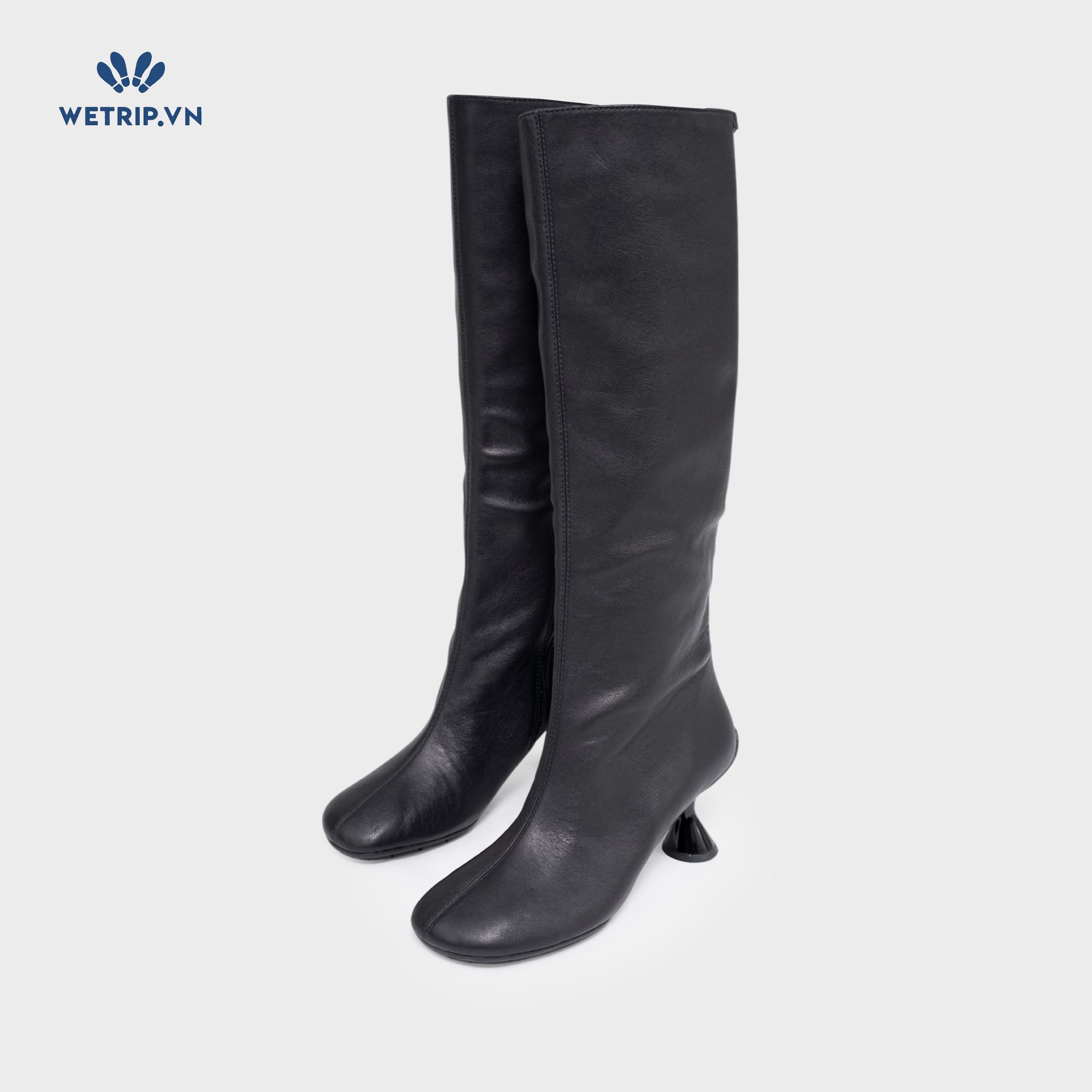 Boots Đầu Gối Cao Gót We_Camper (da, đen) (Mã) BDG-CG-CP-008-A