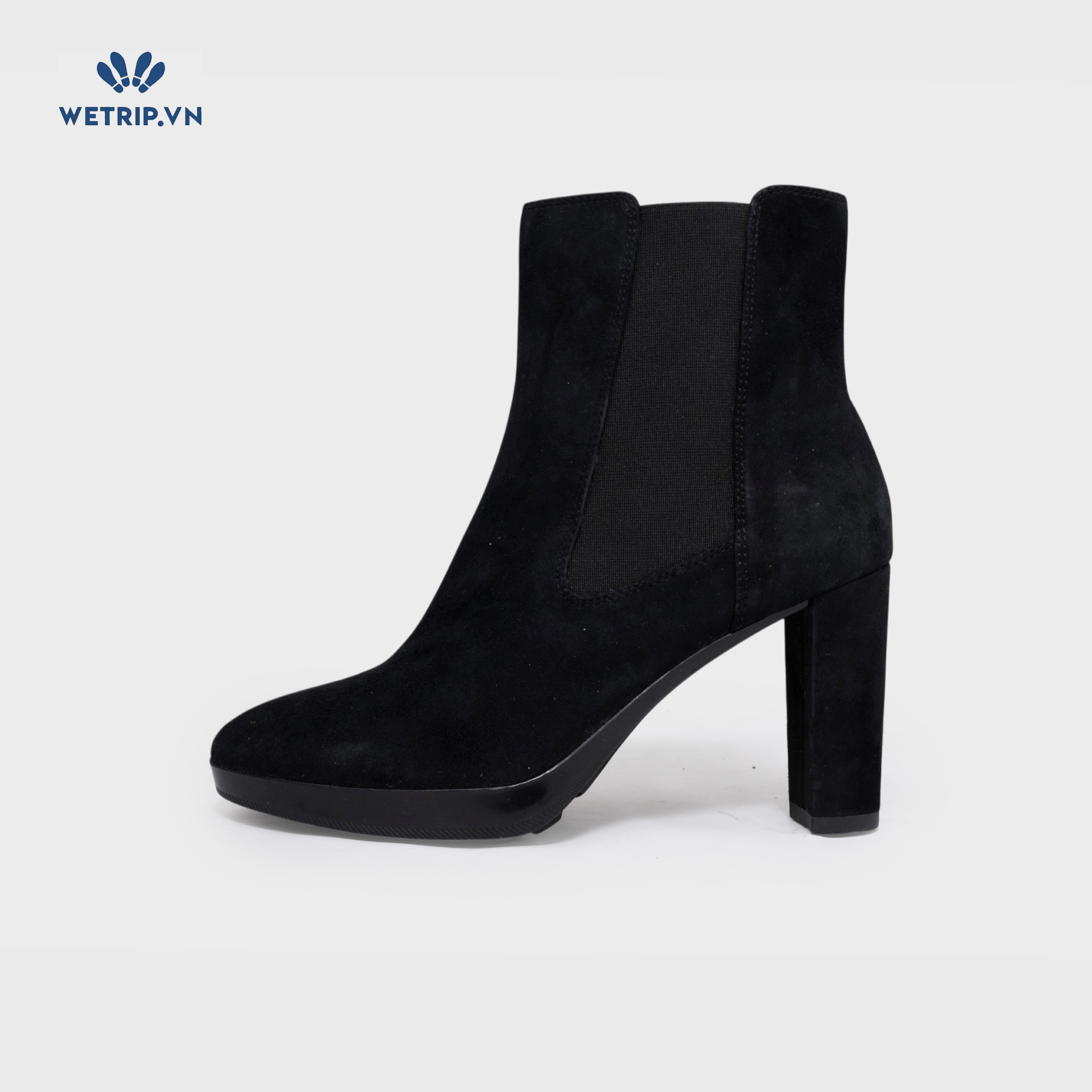 Boots Lửng Cao Gót Wetrip_Geox (da lộn, đen) Mã BL-CG-GEOX-001-A1