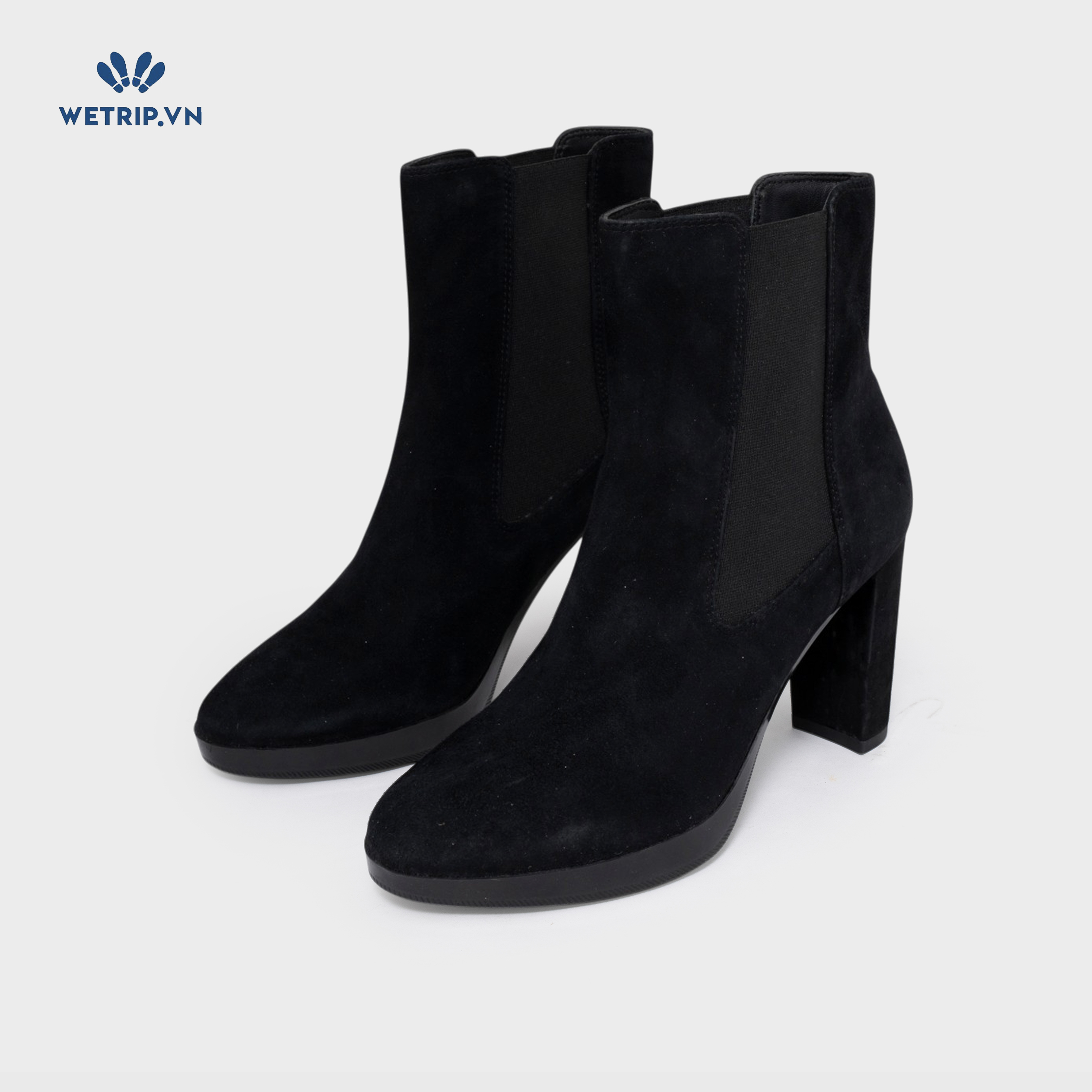 Boots Lửng Cao Gót Wetrip_Geox (da lộn, đen) Mã BL-CG-GEOX-001-A1