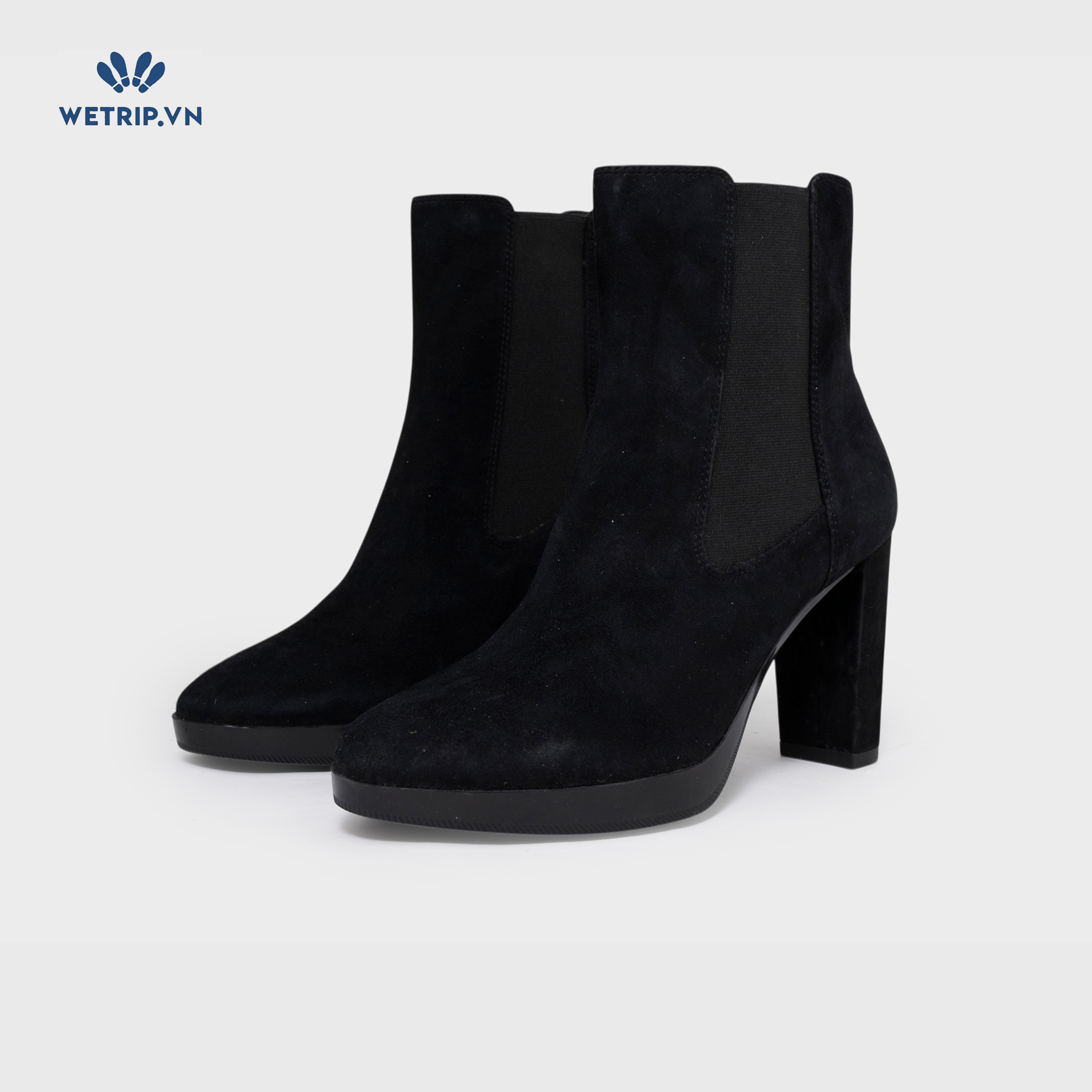 Boots Lửng Cao Gót Wetrip_Geox (da lộn, đen) Mã BL-CG-GEOX-001-A1