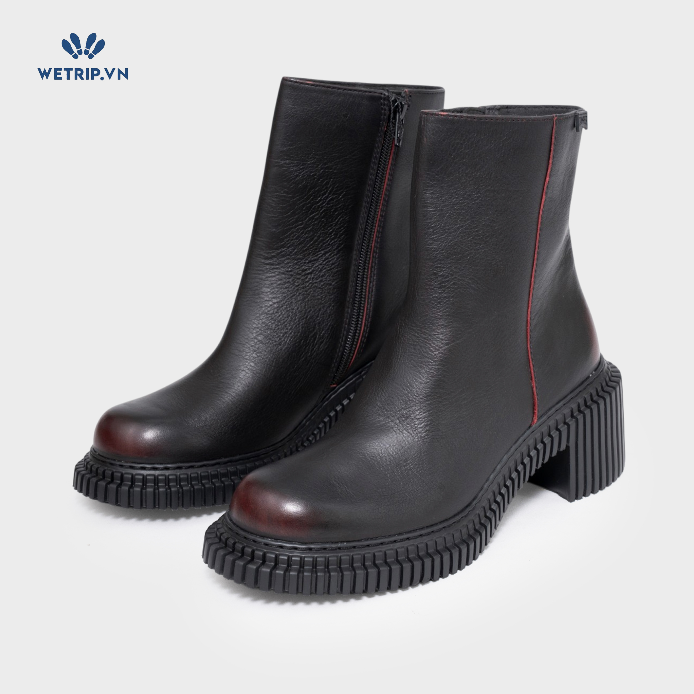 Boots Lửng Đế Bằng We_Camper (da nâu đen, đế đen) (Mã) BL-DB-CP-052-A