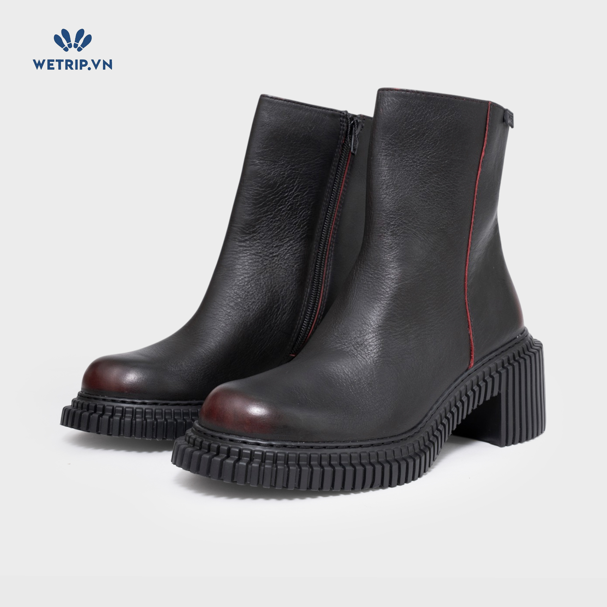 Boots Lửng Đế Bằng We_Camper (da nâu đen, đế đen) (Mã) BL-DB-CP-052-A