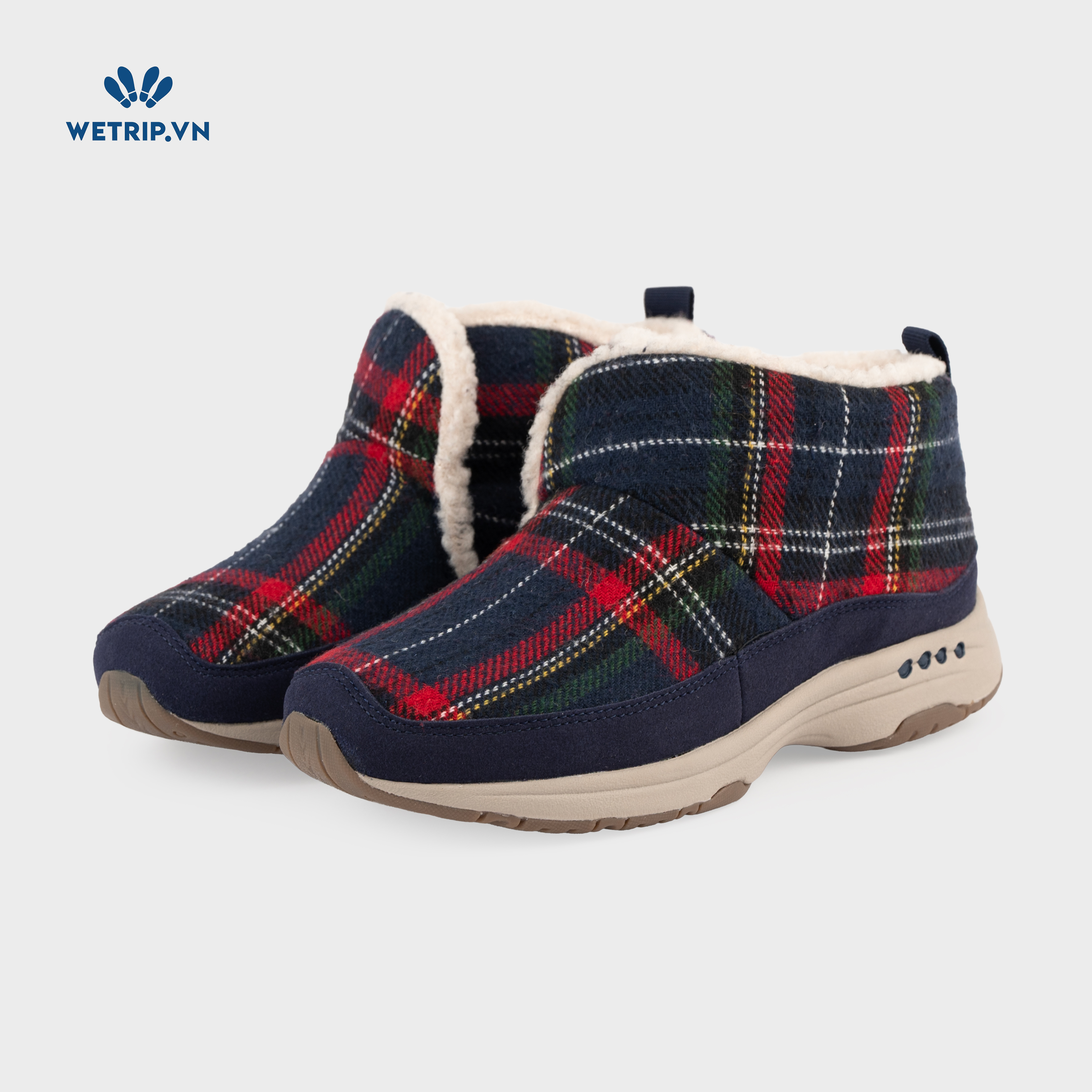 Boots Mắt Cá Đế Bằng We_EasySpirit (Vải kẻ) Mã BMC-DB-EAS-003-D