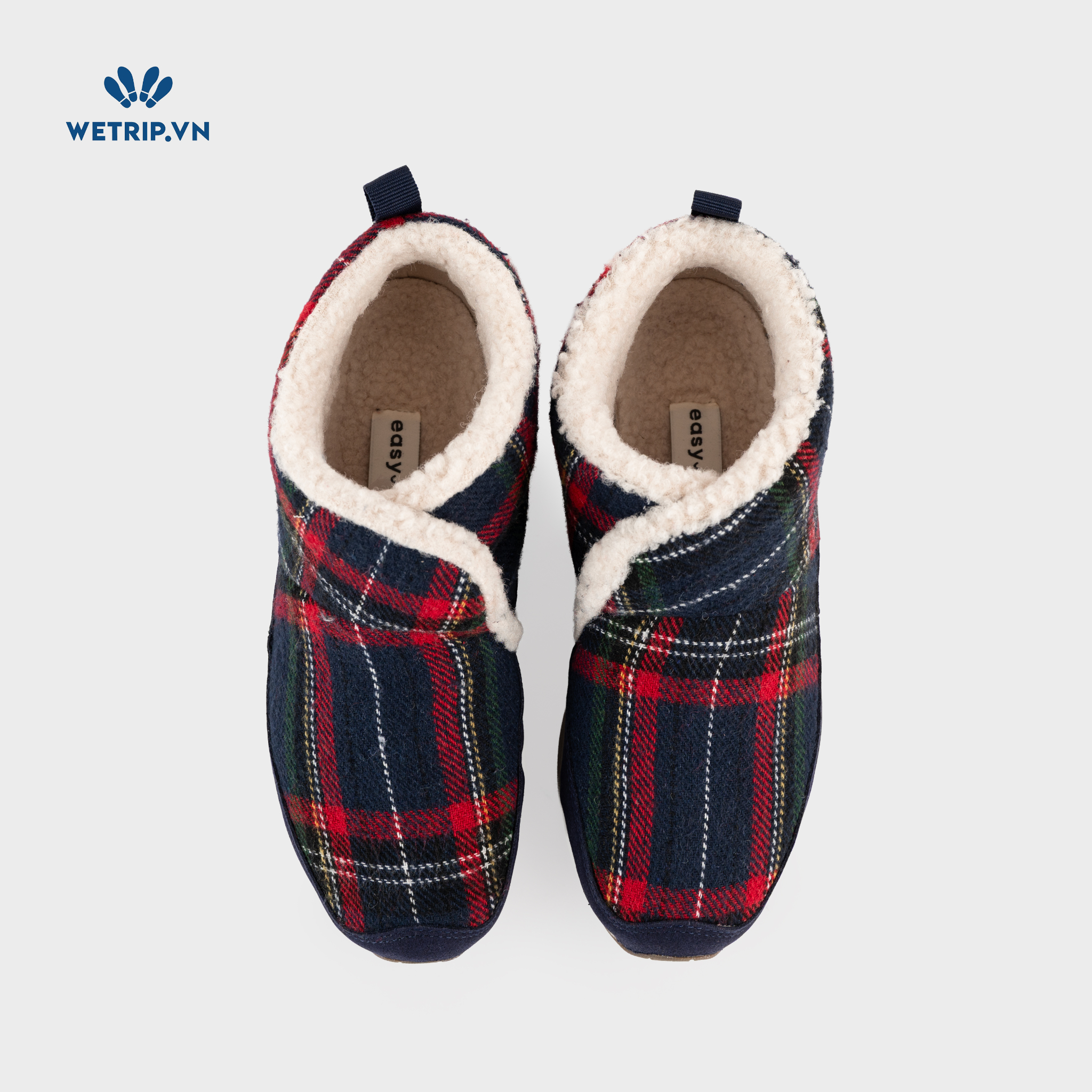 Boots Mắt Cá Đế Bằng We_EasySpirit (Vải kẻ) Mã BMC-DB-EAS-003-D