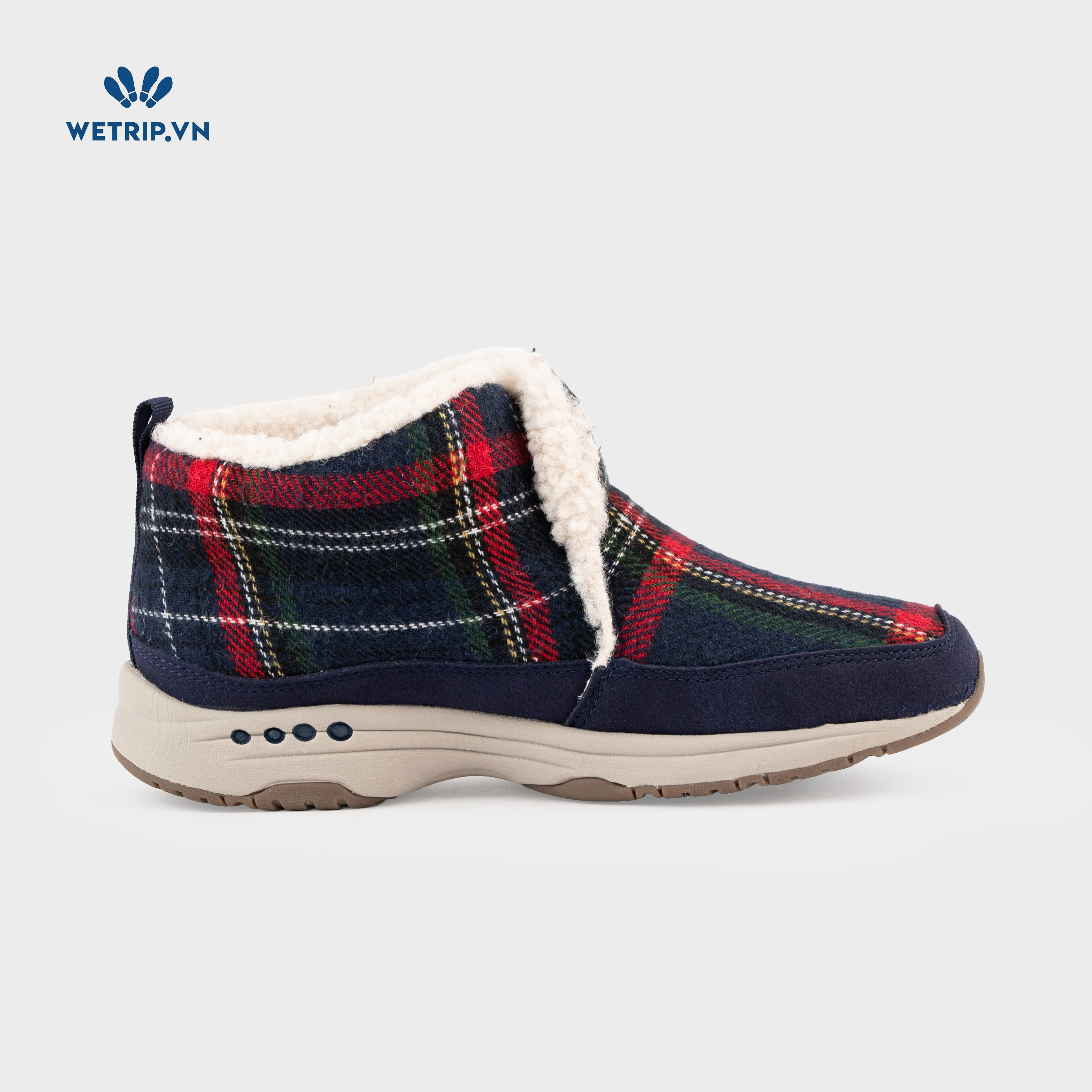 Boots Mắt Cá Đế Bằng We_EasySpirit (Vải kẻ) Mã BMC-DB-EAS-003-D