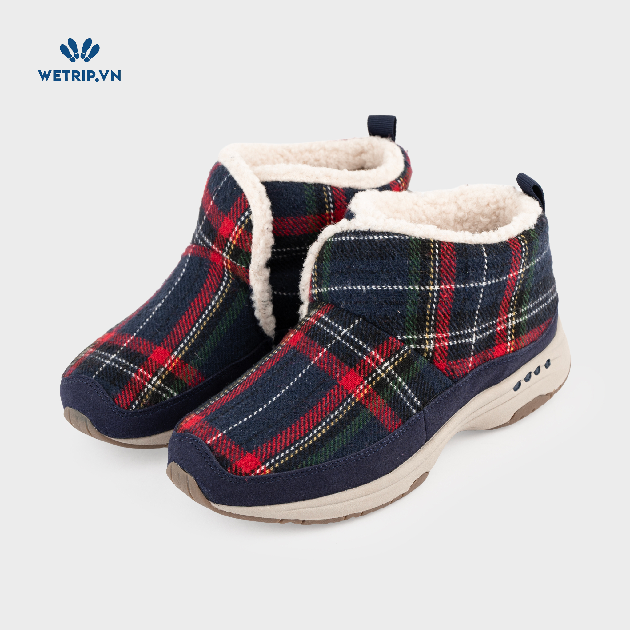 Boots Mắt Cá Đế Bằng We_EasySpirit (Vải kẻ) Mã BMC-DB-EAS-003-D