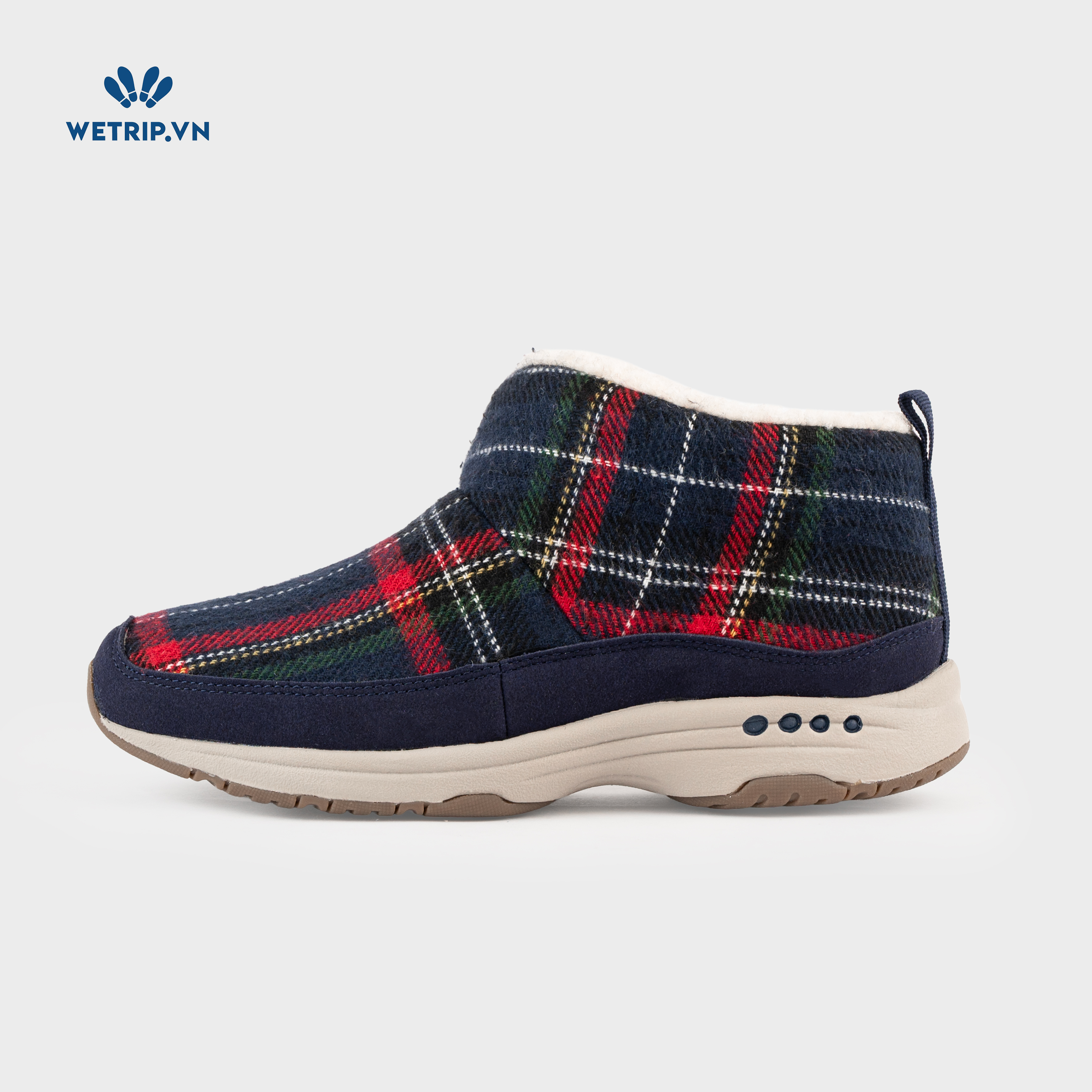 Boots Mắt Cá Đế Bằng We_EasySpirit (Vải kẻ) Mã BMC-DB-EAS-003-D