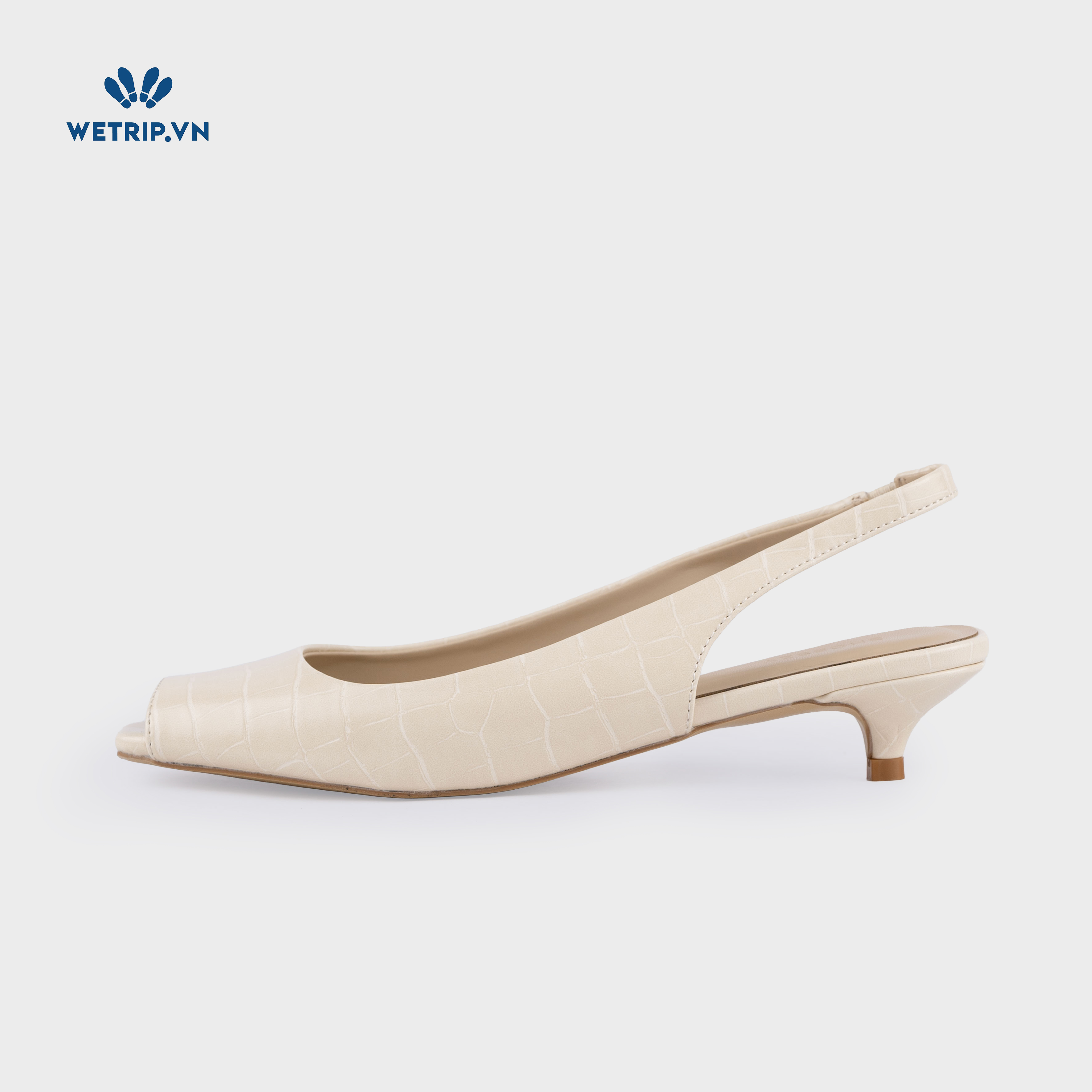 Capuchino Shoeszy sandal hở műi cao gót (4cm) màu kem