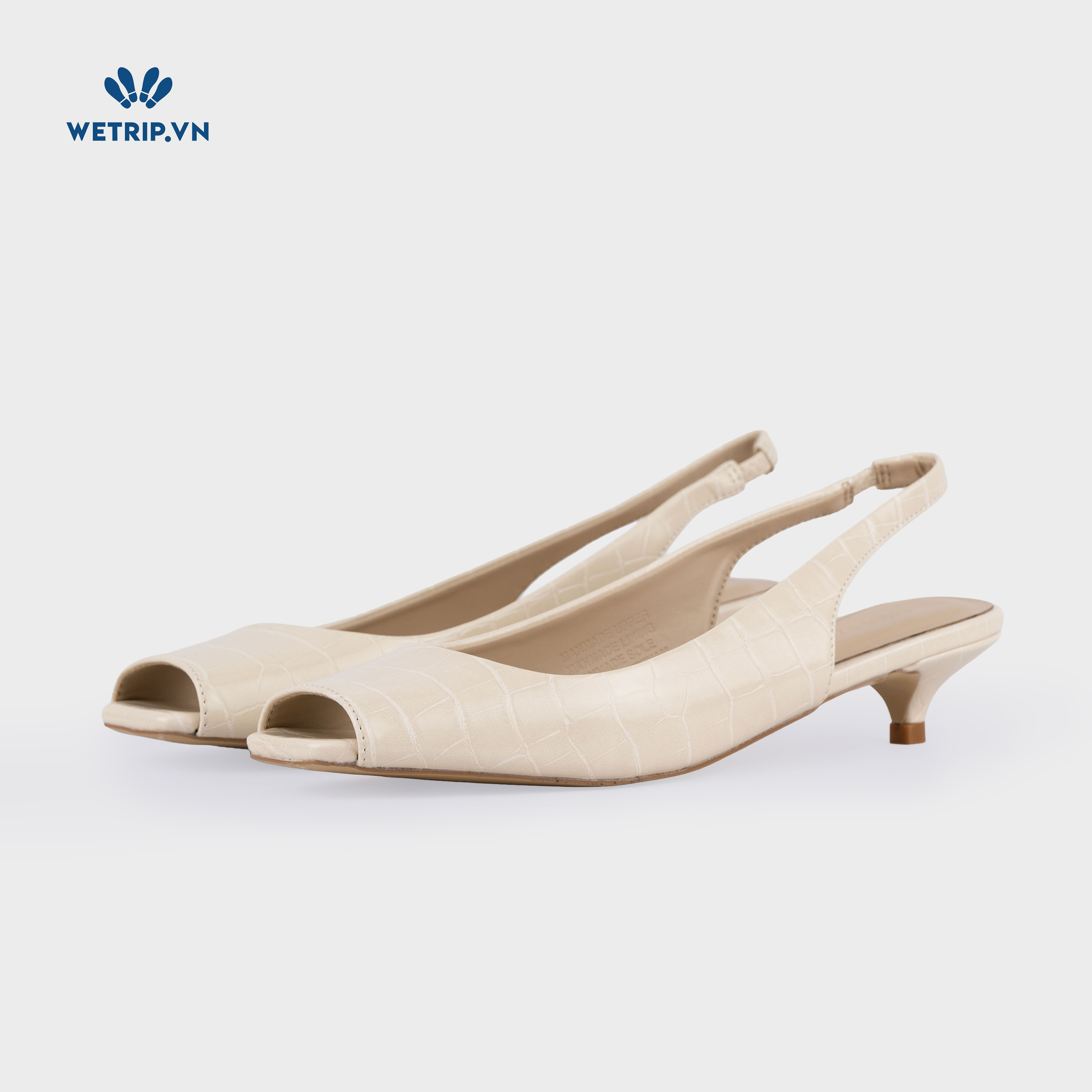 Capuchino Shoeszy sandal hở műi cao gót (4cm) màu kem
