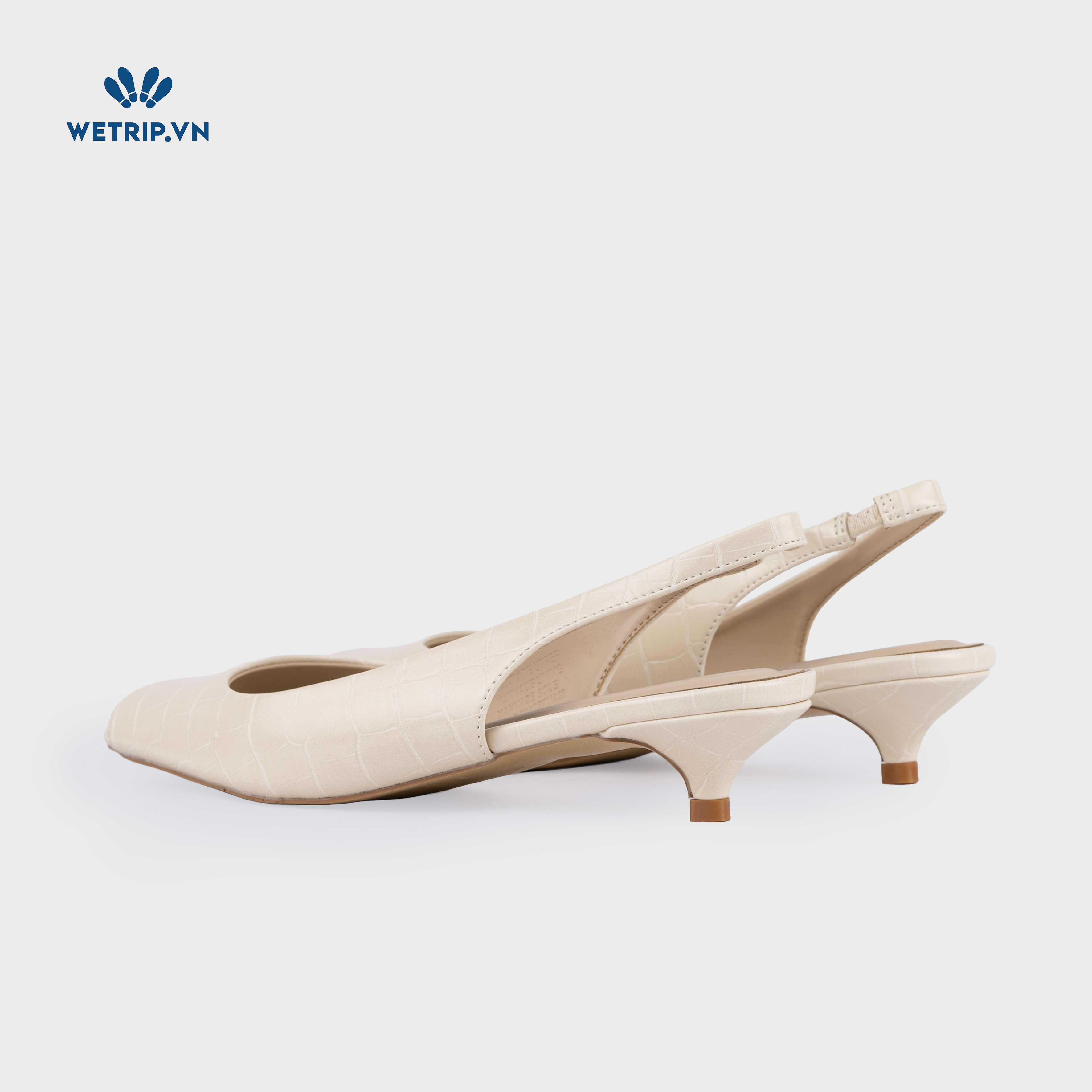 Capuchino Shoeszy sandal hở műi cao gót (4cm) màu kem
