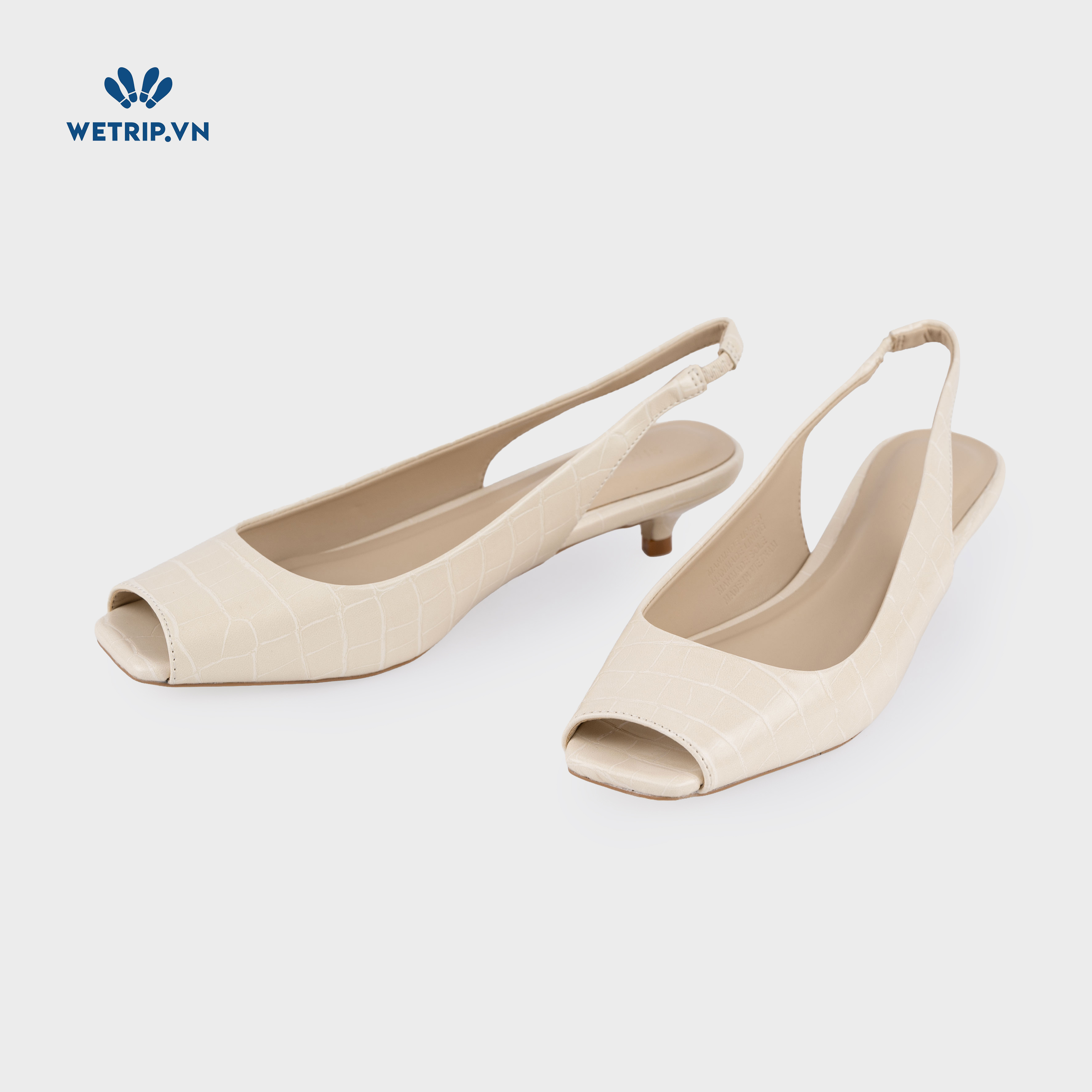 Capuchino Shoeszy sandal hở műi cao gót (4cm) màu kem