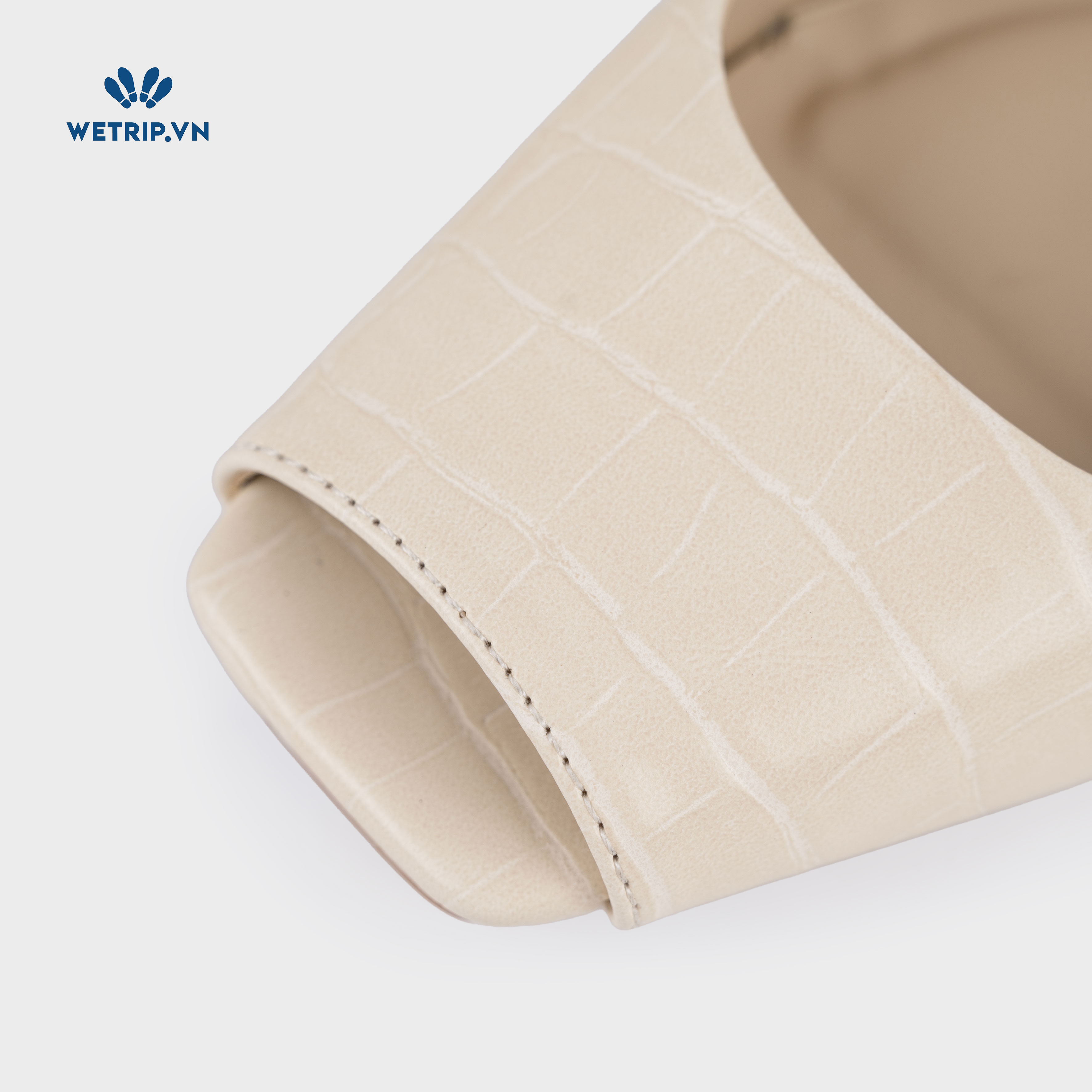 Capuchino Shoeszy sandal hở műi cao gót (4cm) màu kem