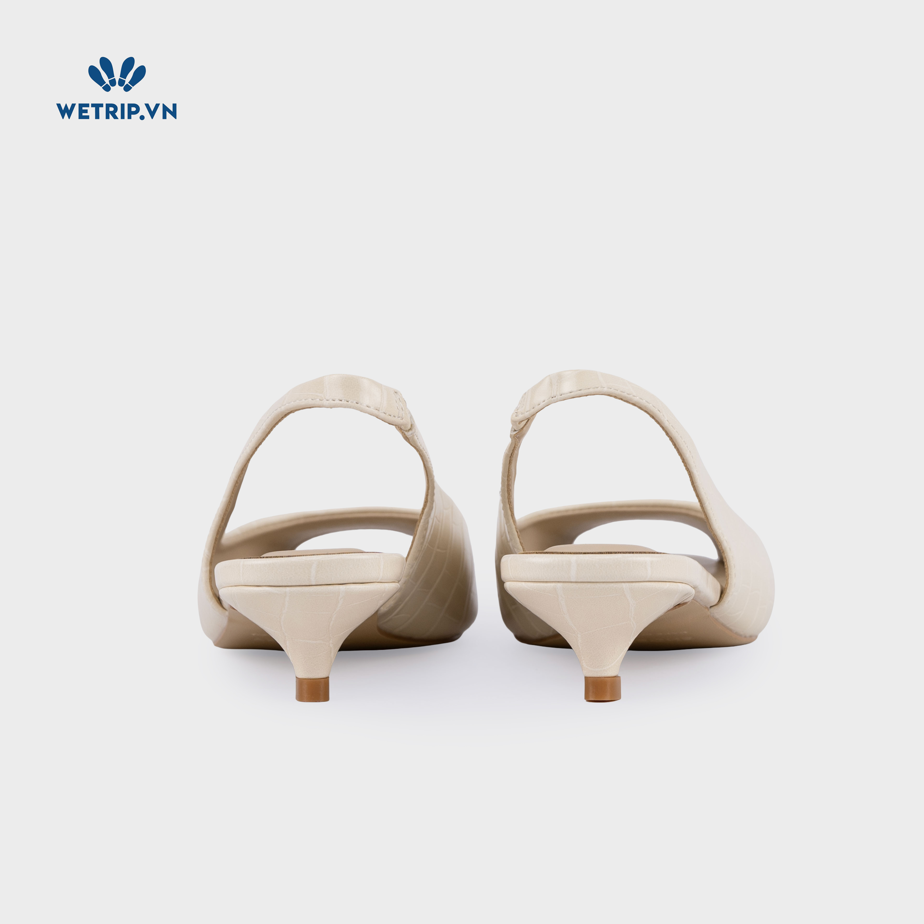 Capuchino Shoeszy sandal hở műi cao gót (4cm) màu kem