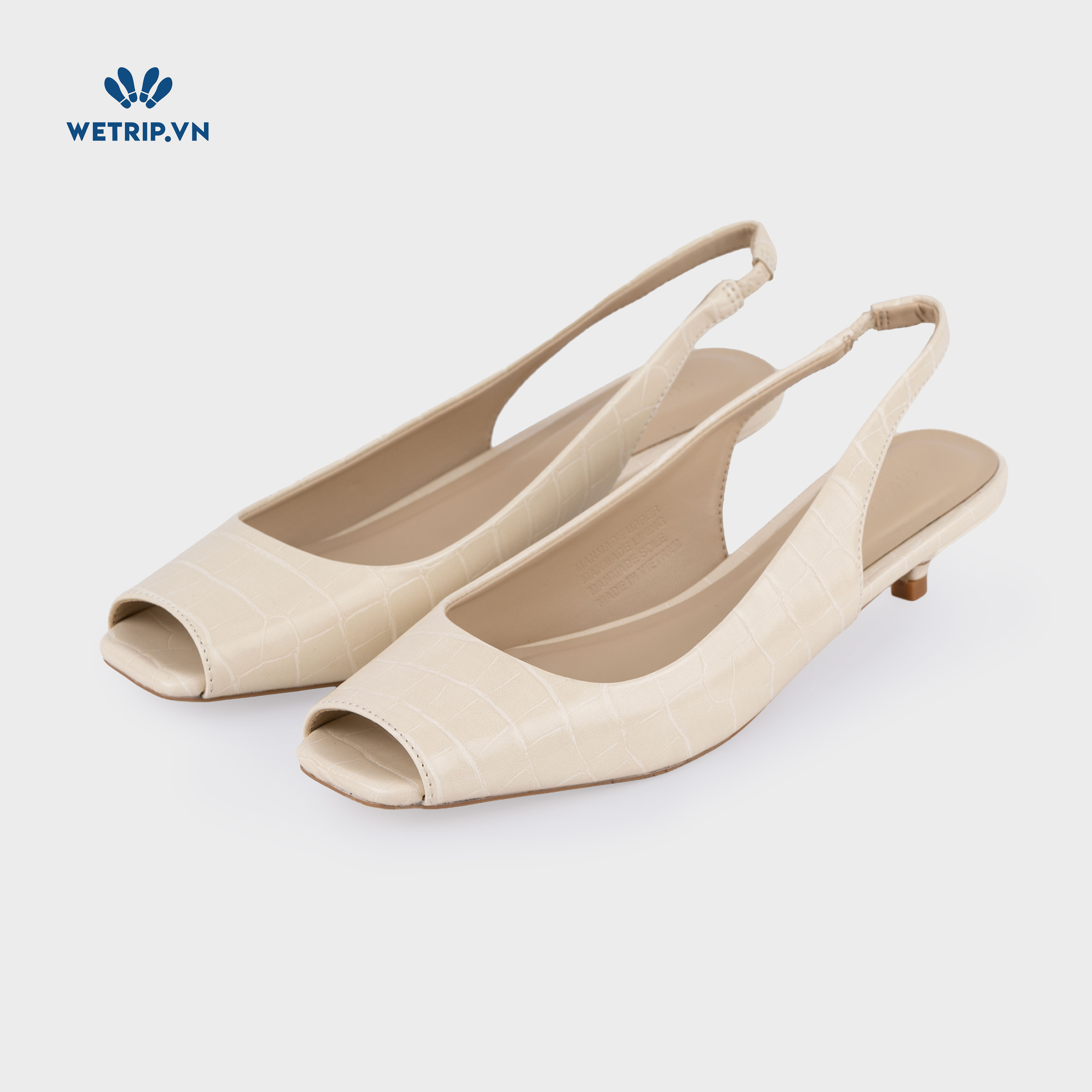 Capuchino Shoeszy sandal hở műi cao gót (4cm) màu kem