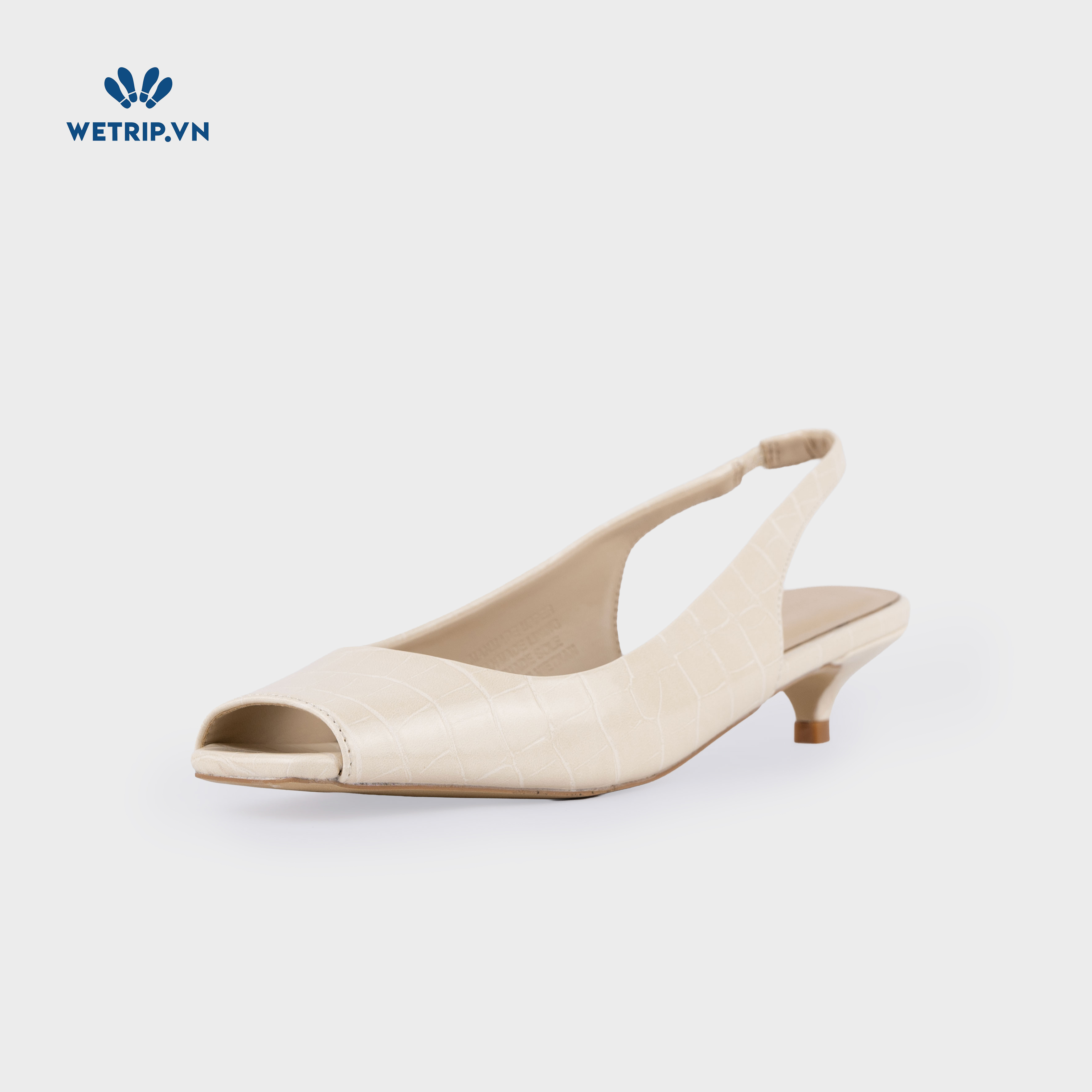 Capuchino Shoeszy sandal hở műi cao gót (4cm) màu kem