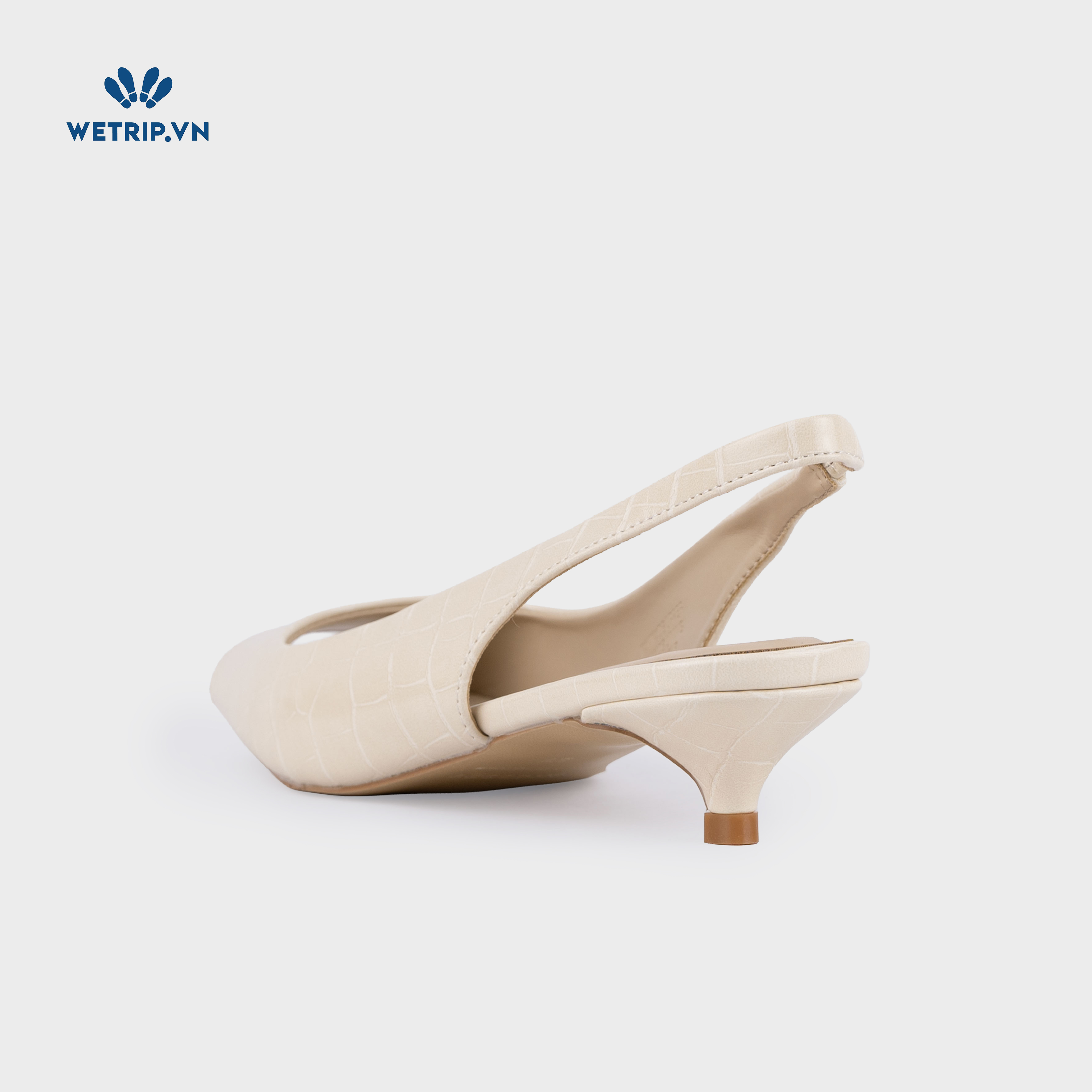 Capuchino Shoeszy sandal hở műi cao gót (4cm) màu kem