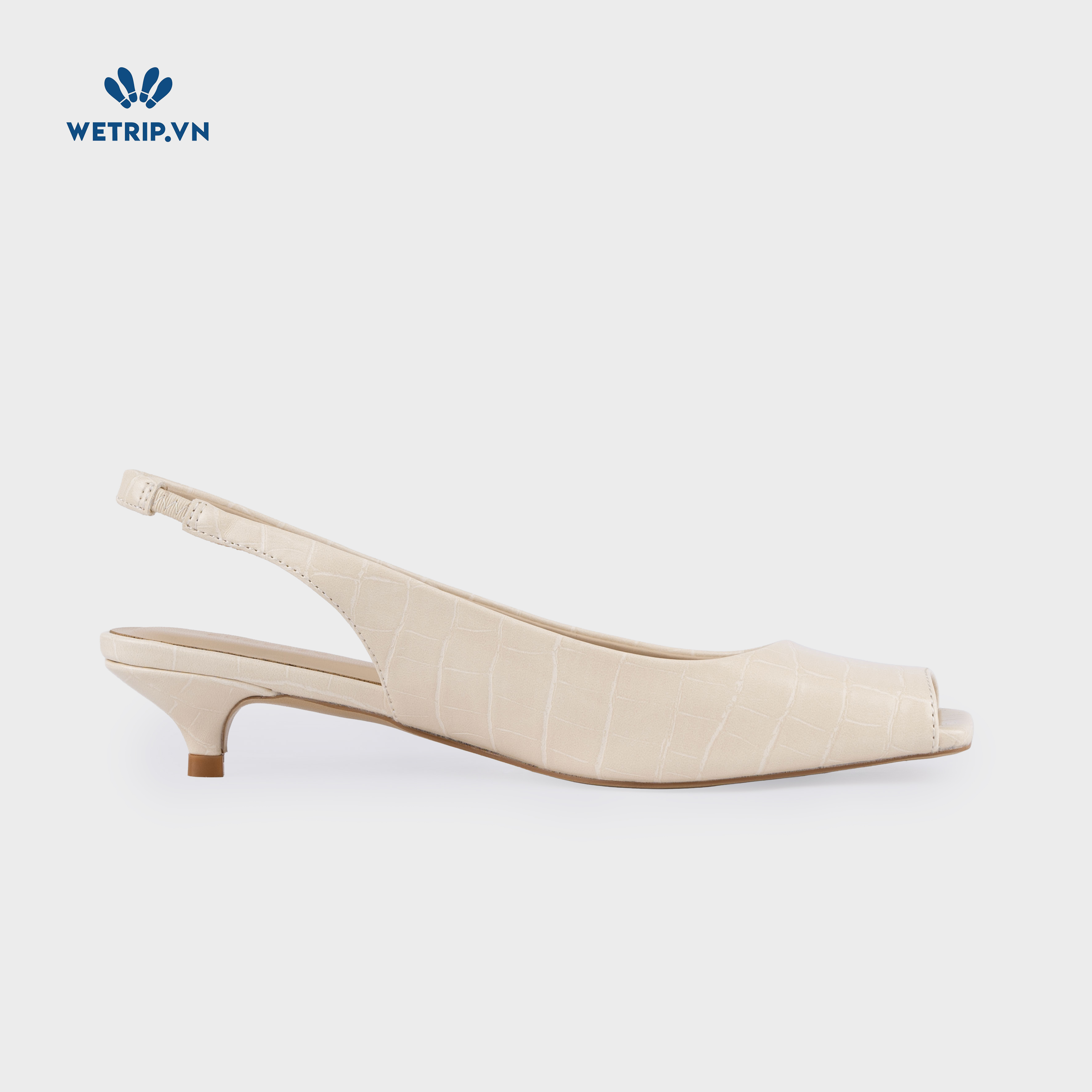 Capuchino Shoeszy sandal hở műi cao gót (4cm) màu kem