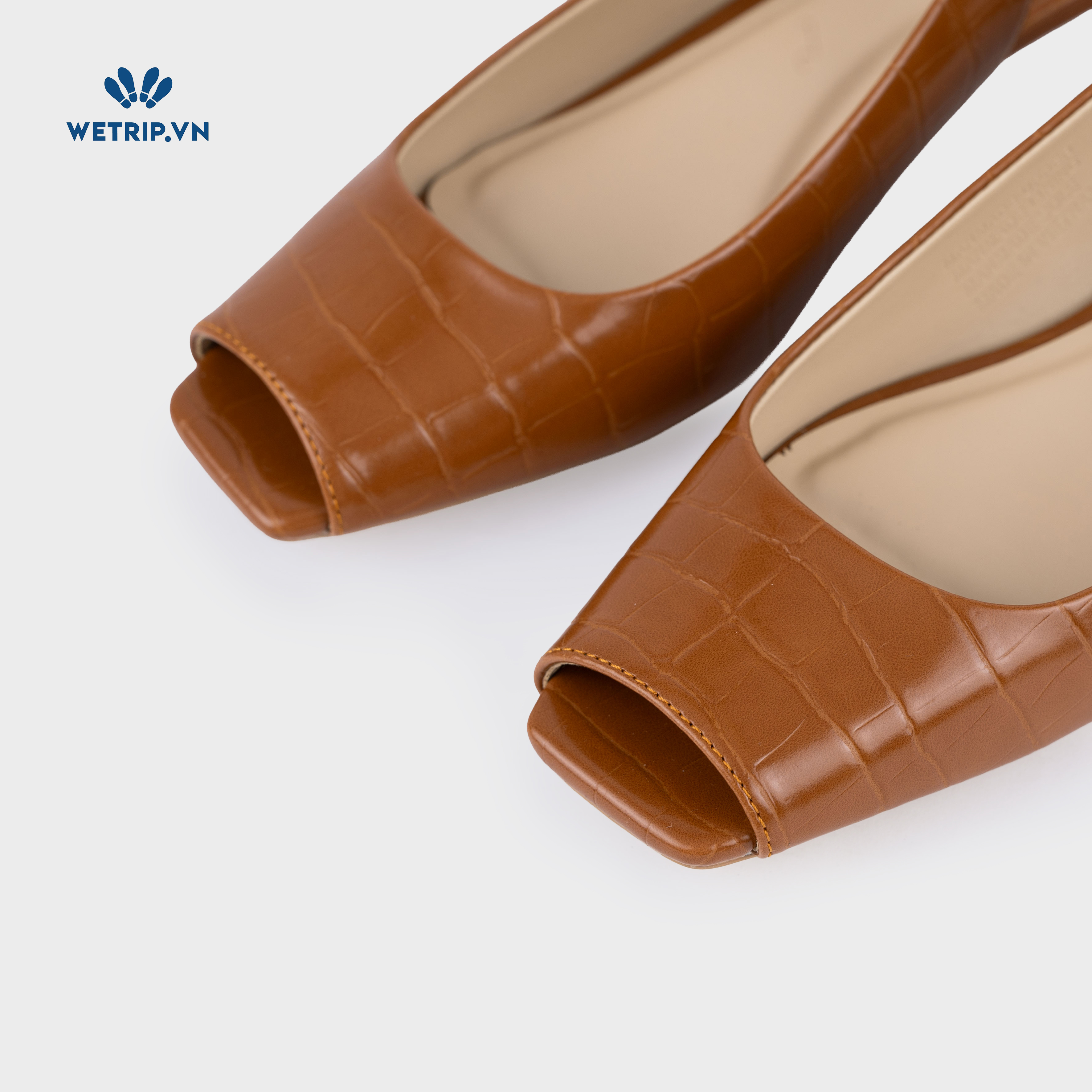 Capuchino Shoeszy sandal hở műi cao gót (4cm) màu nâu