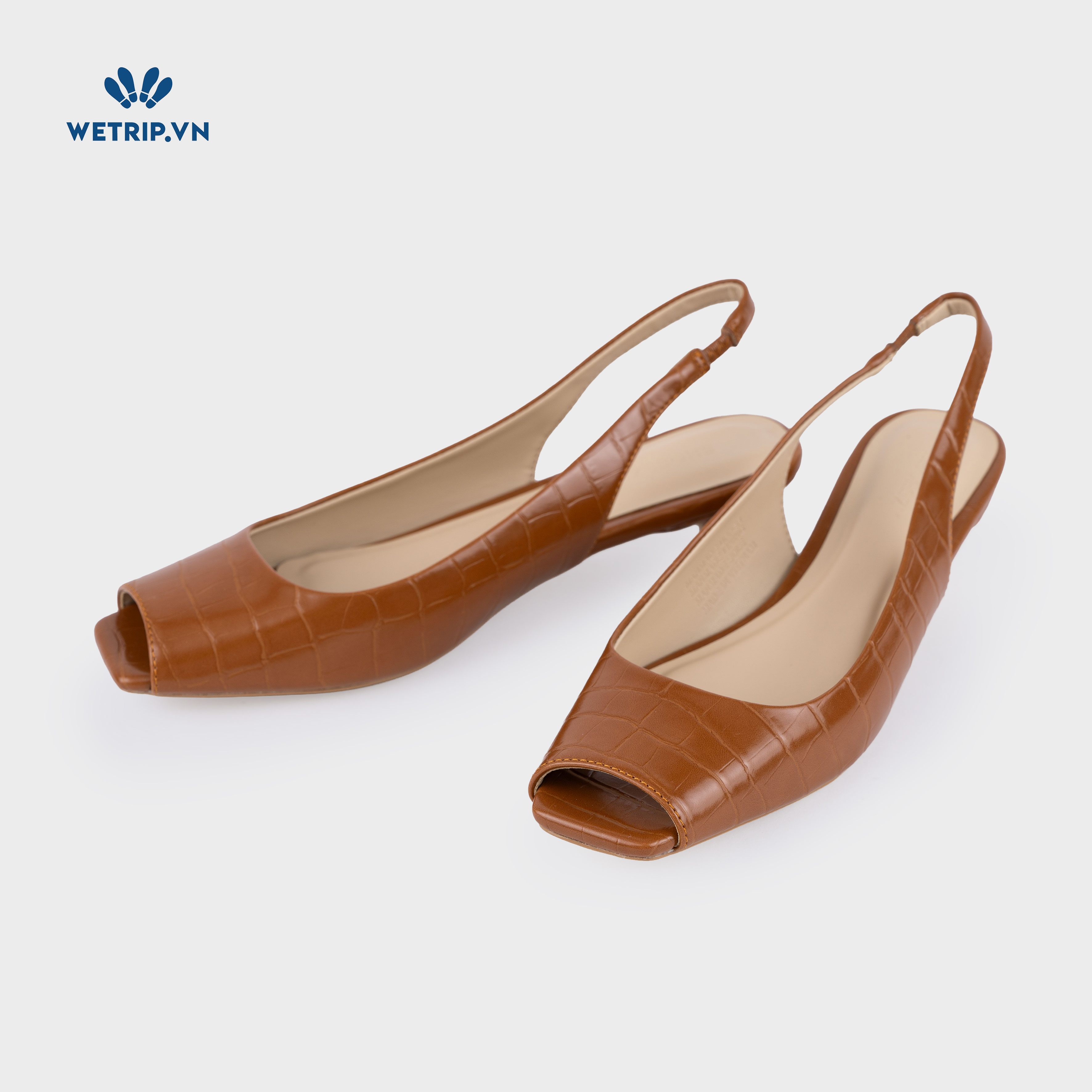 Capuchino Shoeszy sandal hở műi cao gót (4cm) màu nâu