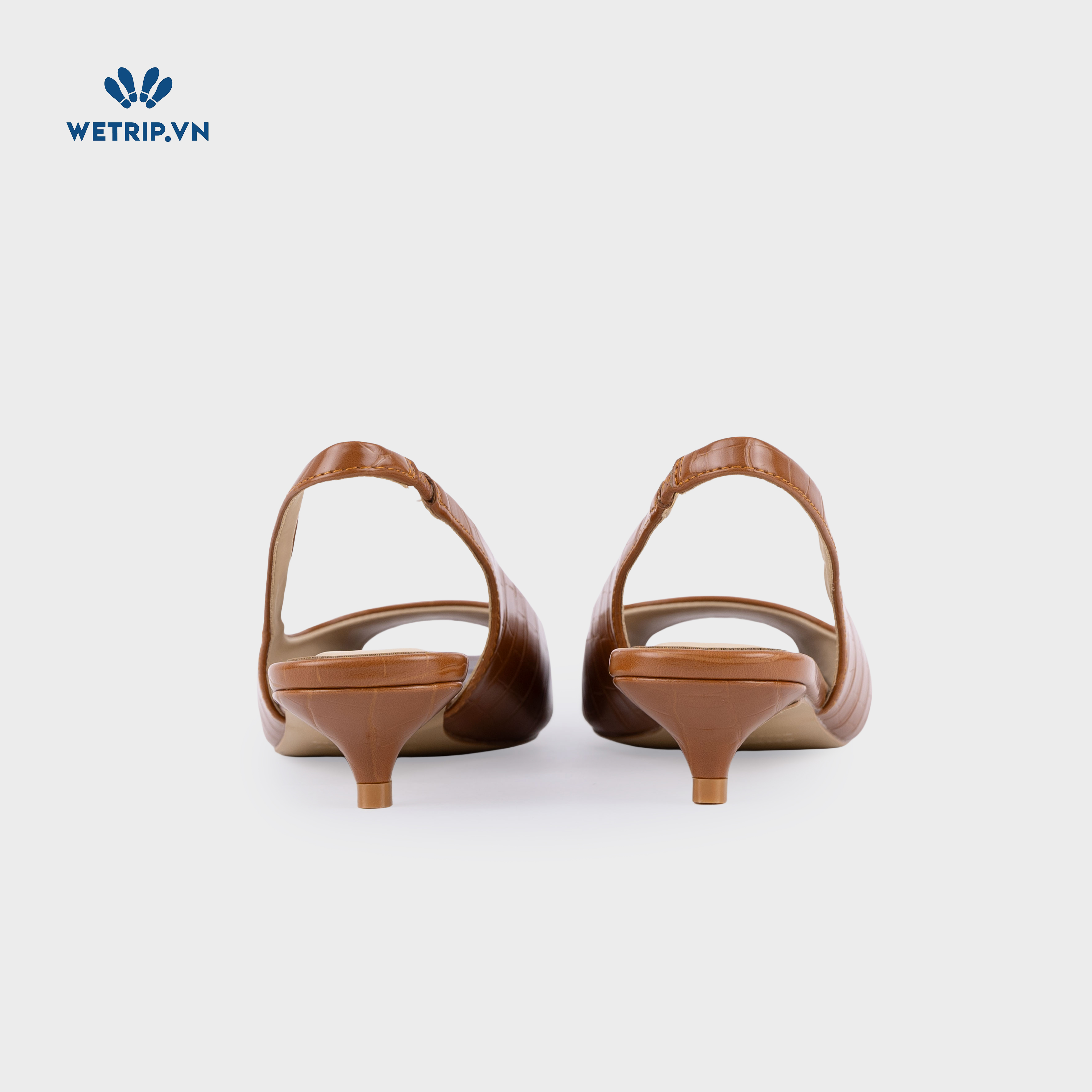 Capuchino Shoeszy sandal hở műi cao gót (4cm) màu nâu