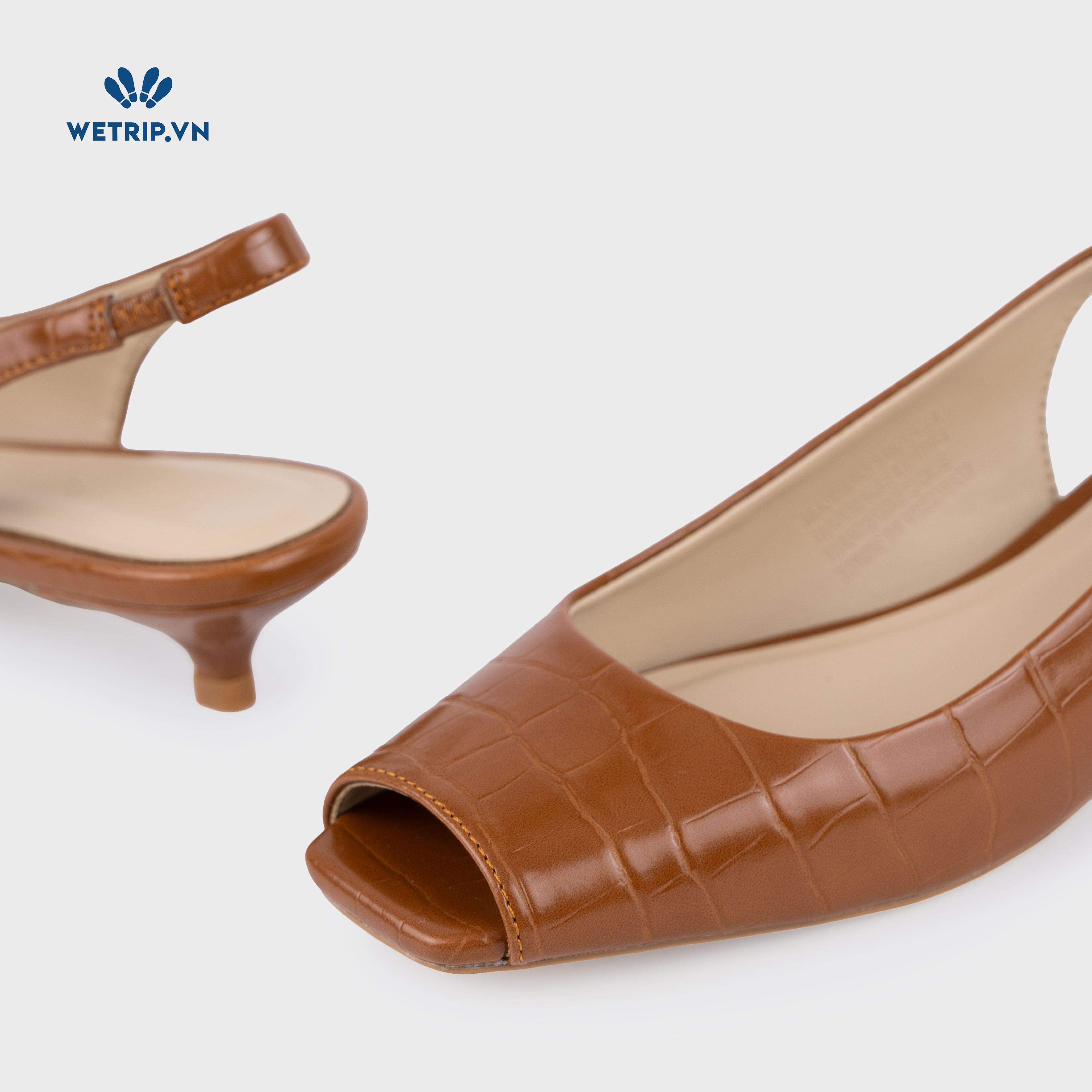 Capuchino Shoeszy sandal hở műi cao gót (4cm) màu nâu