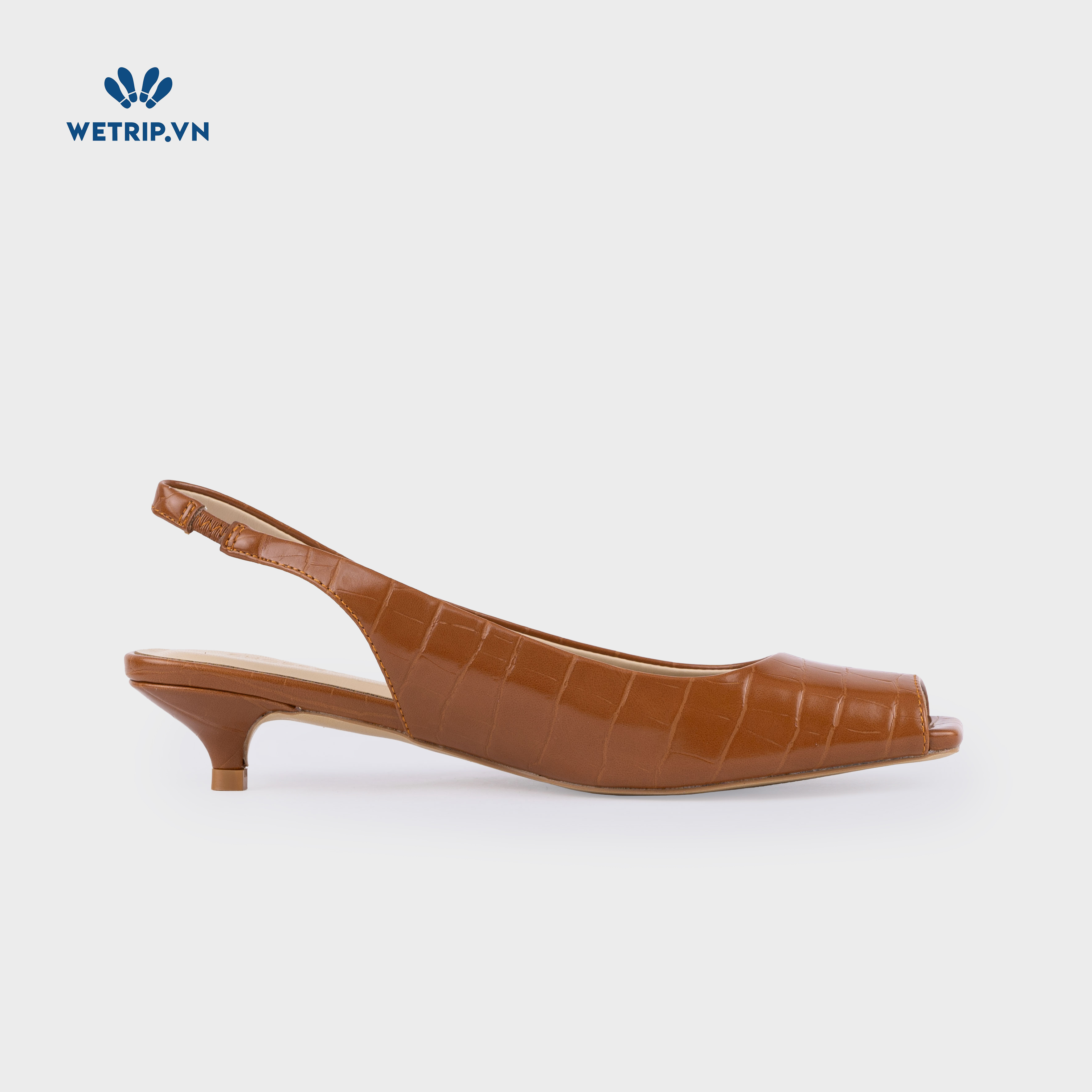 Capuchino Shoeszy sandal hở műi cao gót (4cm) màu nâu