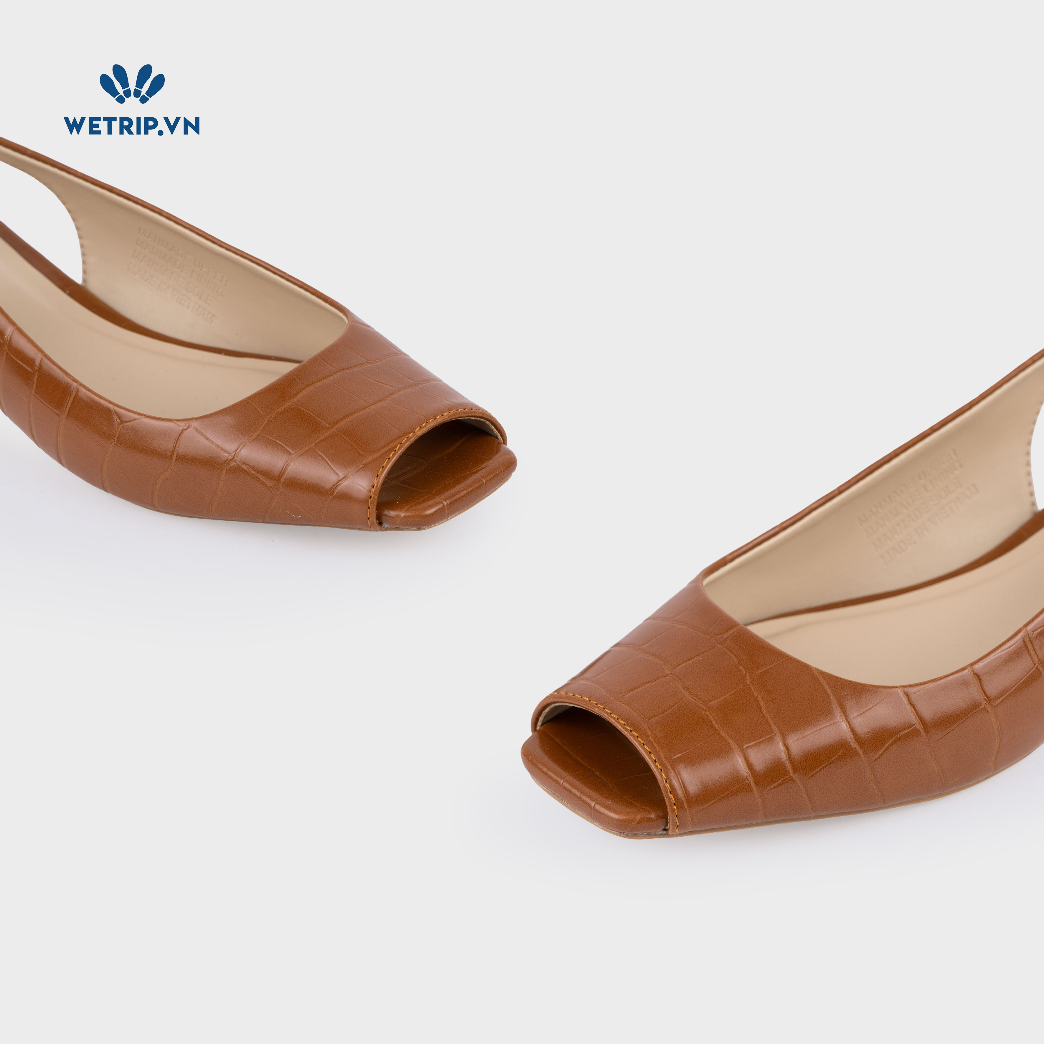Capuchino Shoeszy sandal hở műi cao gót (4cm) màu nâu