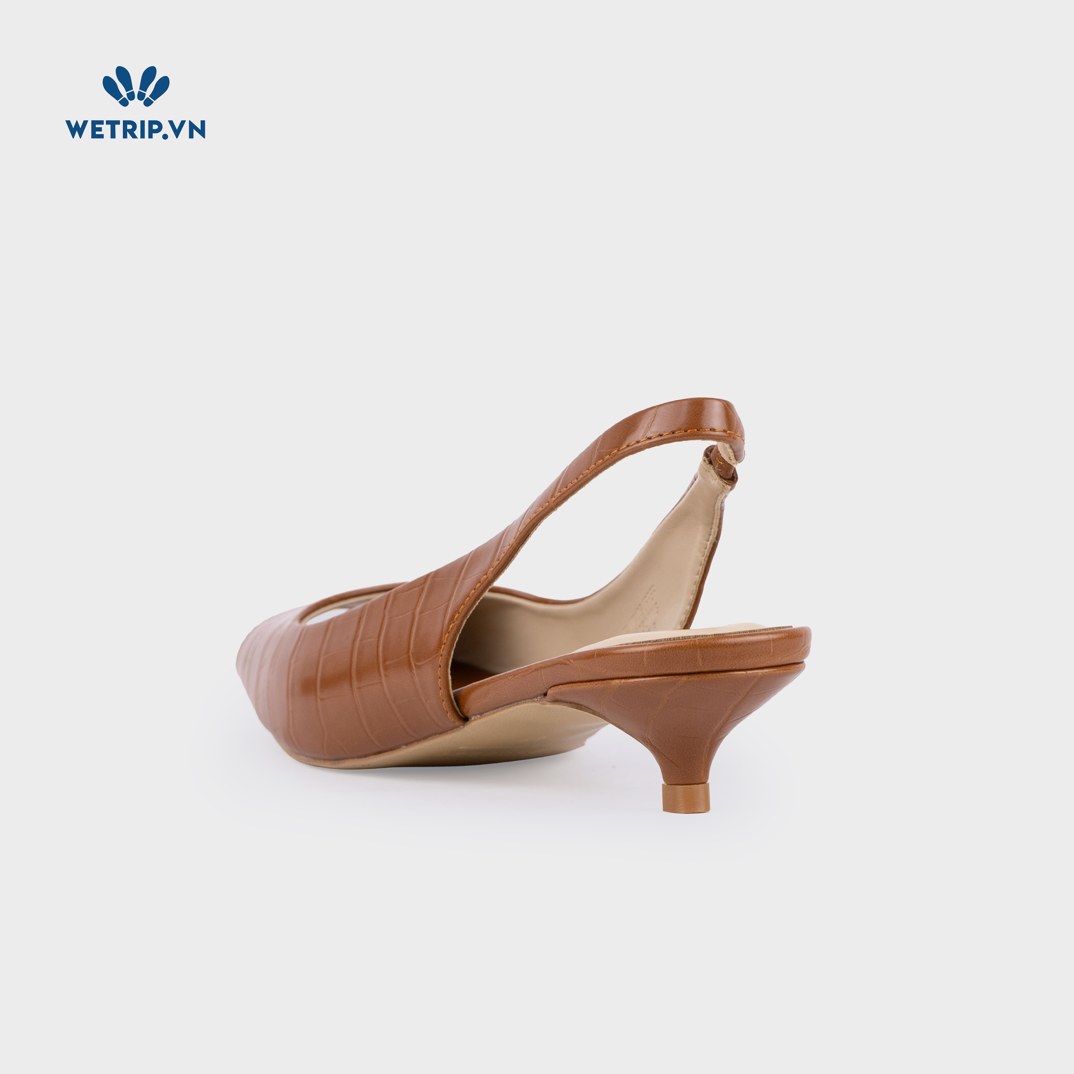 Capuchino Shoeszy sandal hở műi cao gót (4cm) màu nâu