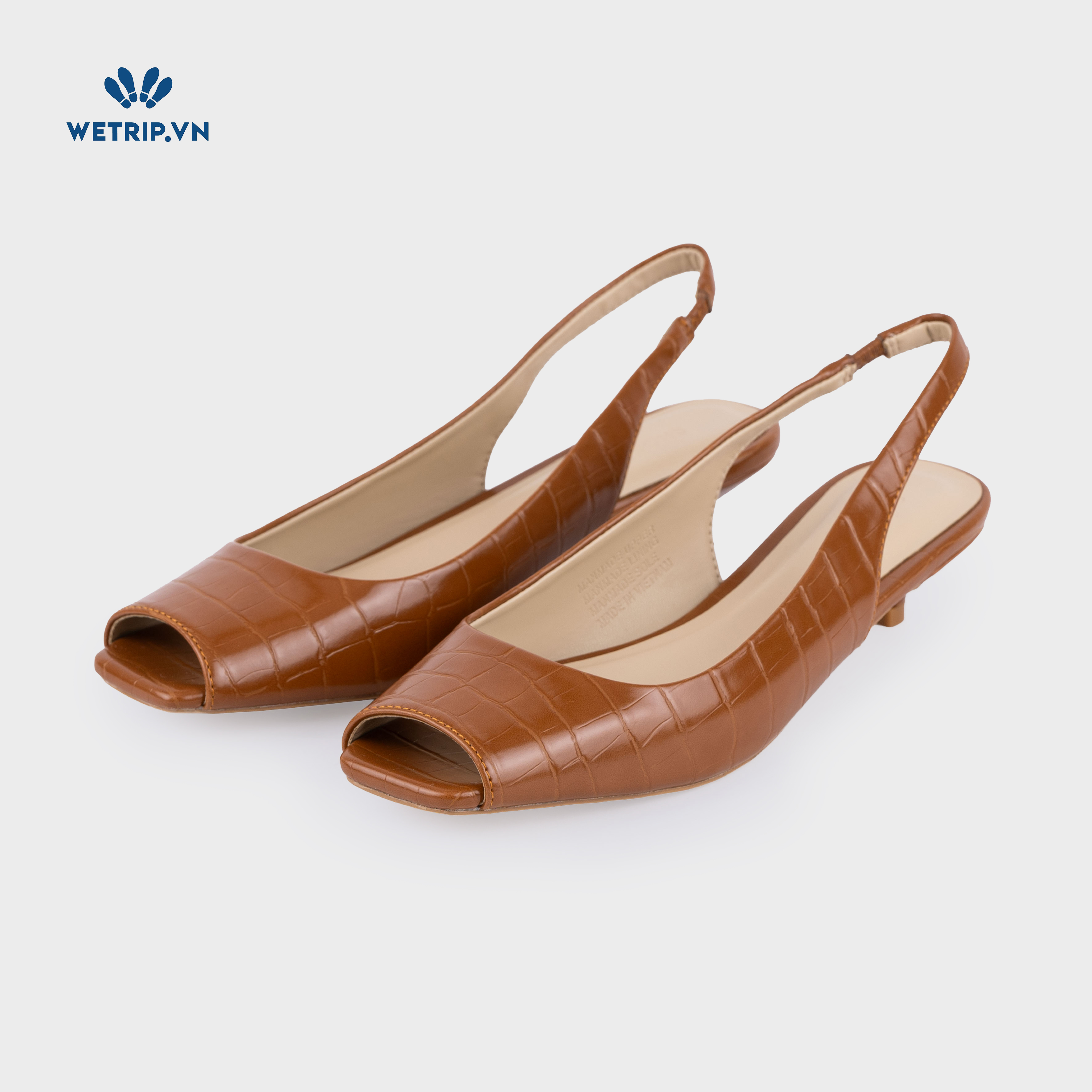 Capuchino Shoeszy sandal hở műi cao gót (4cm) màu nâu