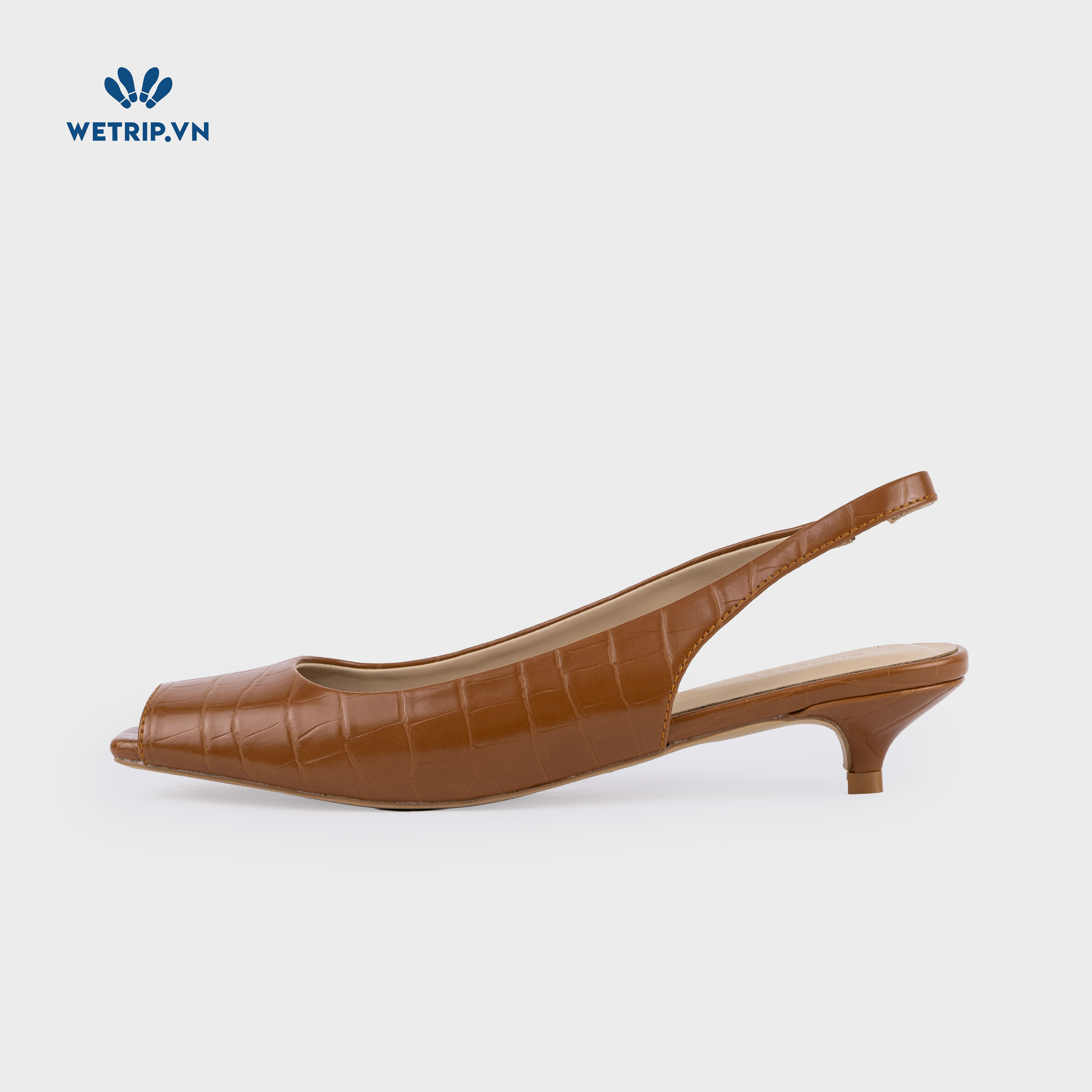 Capuchino Shoeszy sandal hở műi cao gót (4cm) màu nâu
