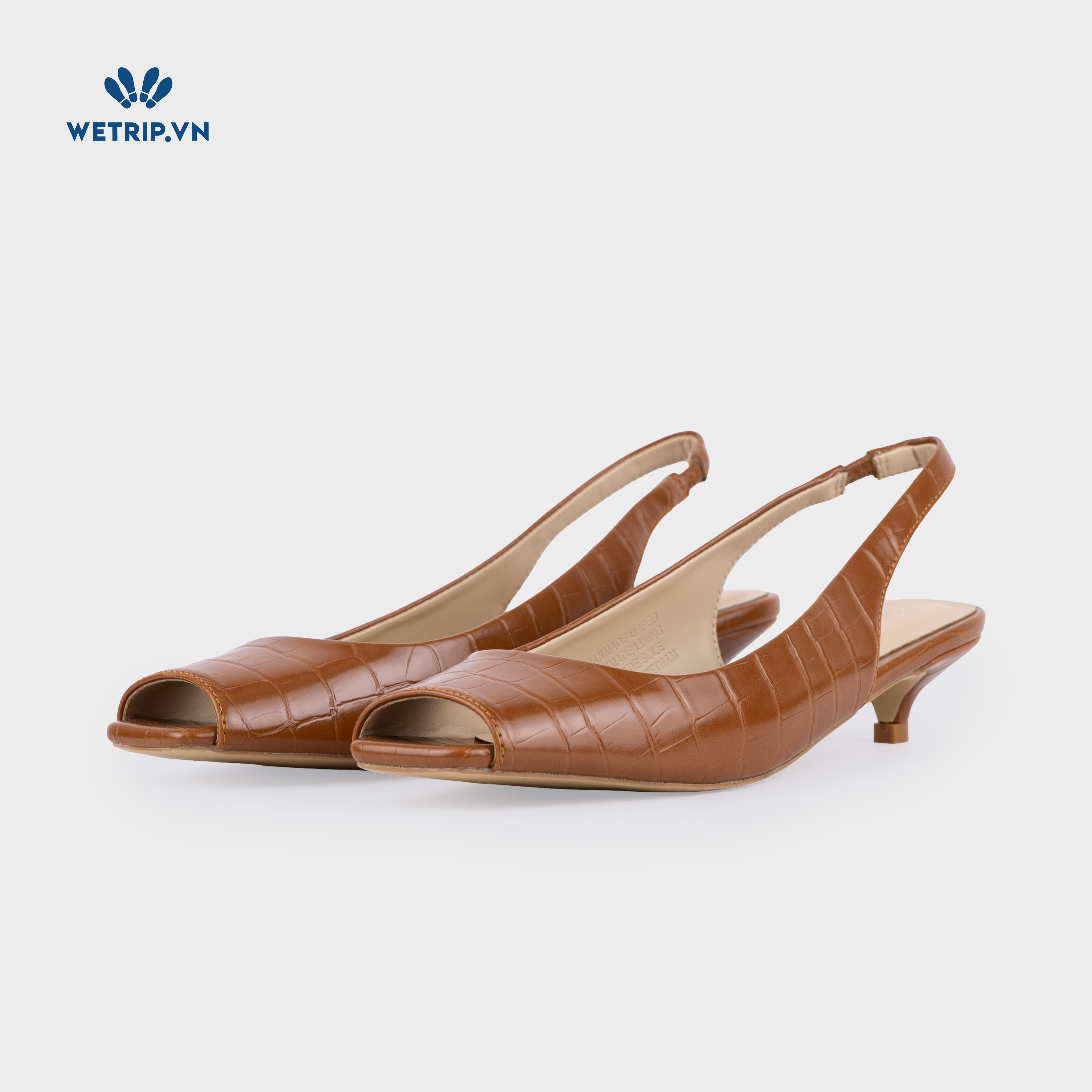 Capuchino Shoeszy sandal hở műi cao gót (4cm) màu nâu