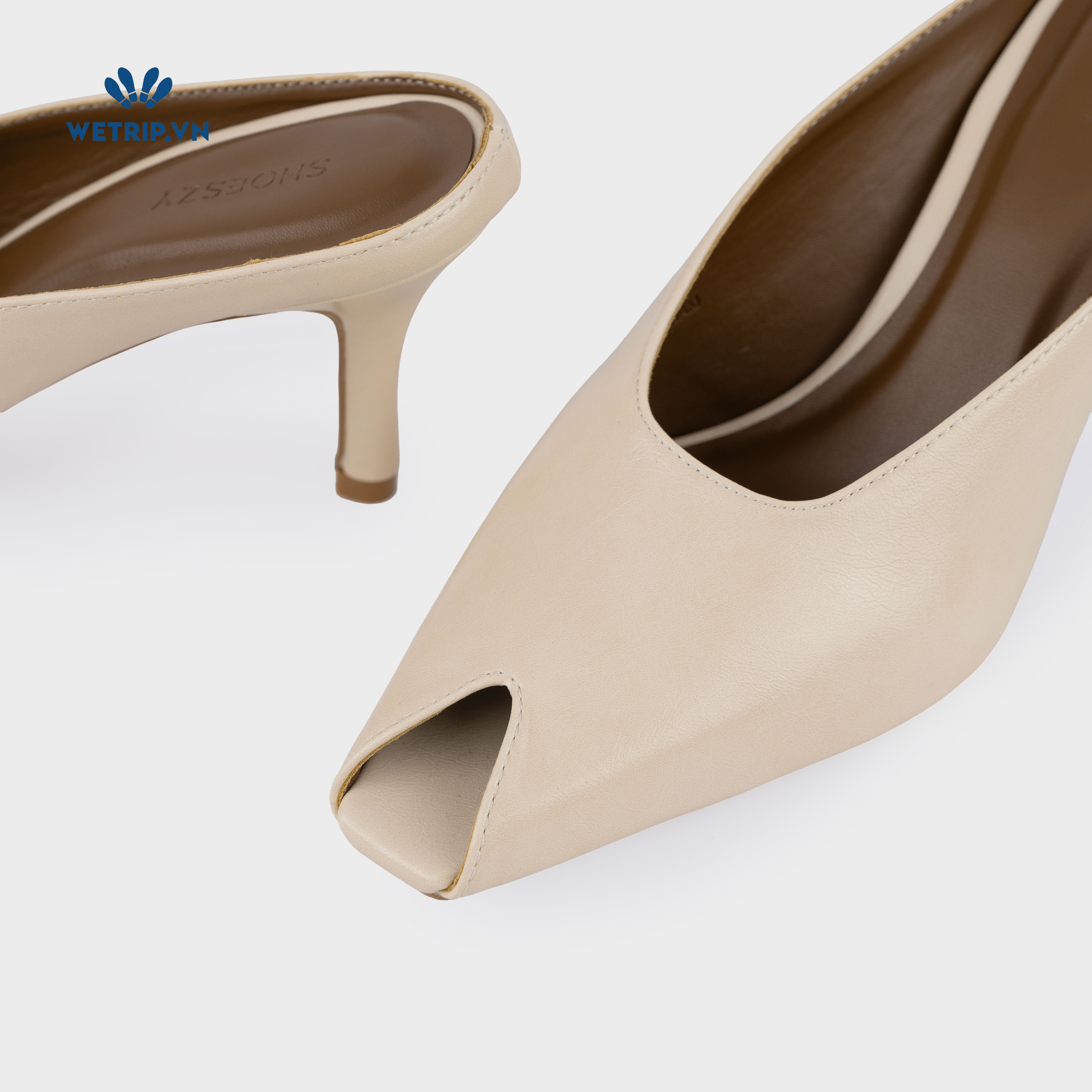 Espresso Shoeszy -Sục cao gót (7cm) màu kem
