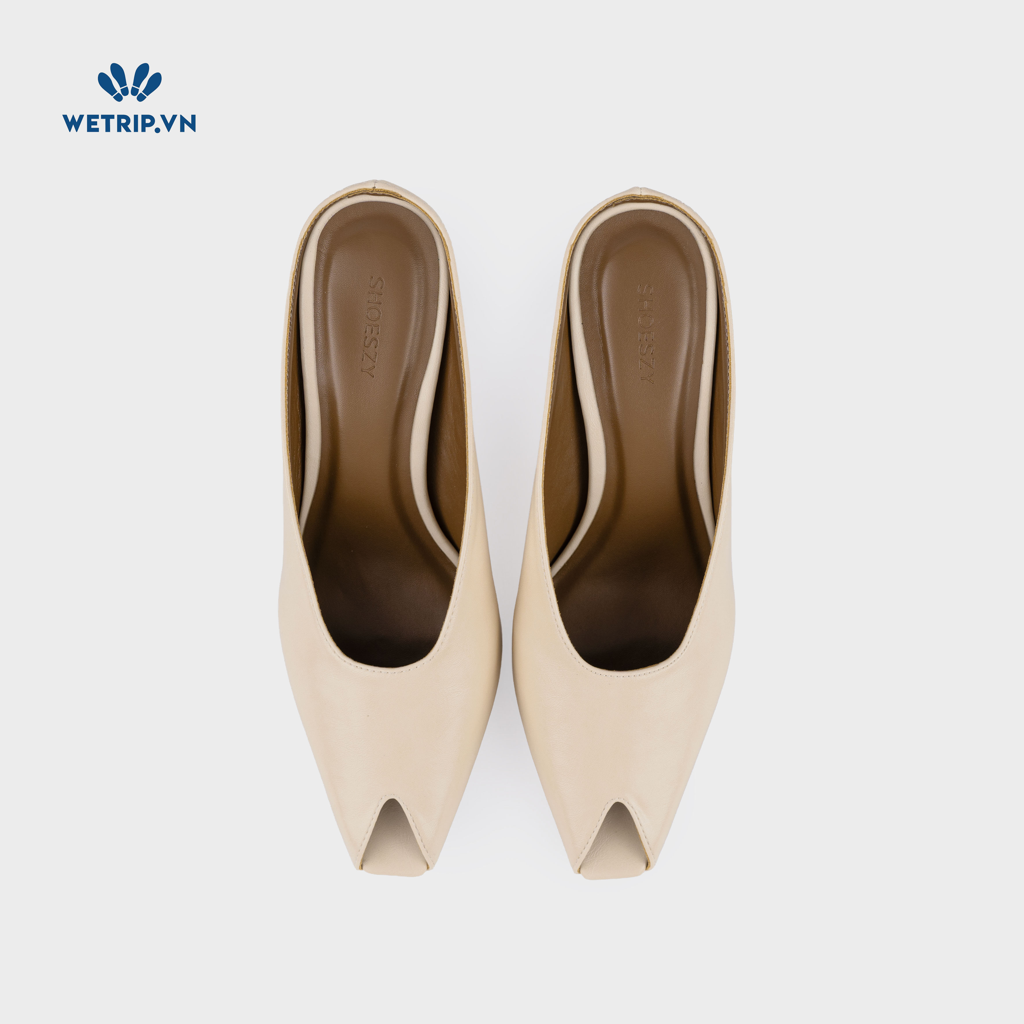 Espresso Shoeszy -Sục cao gót (7cm) màu kem