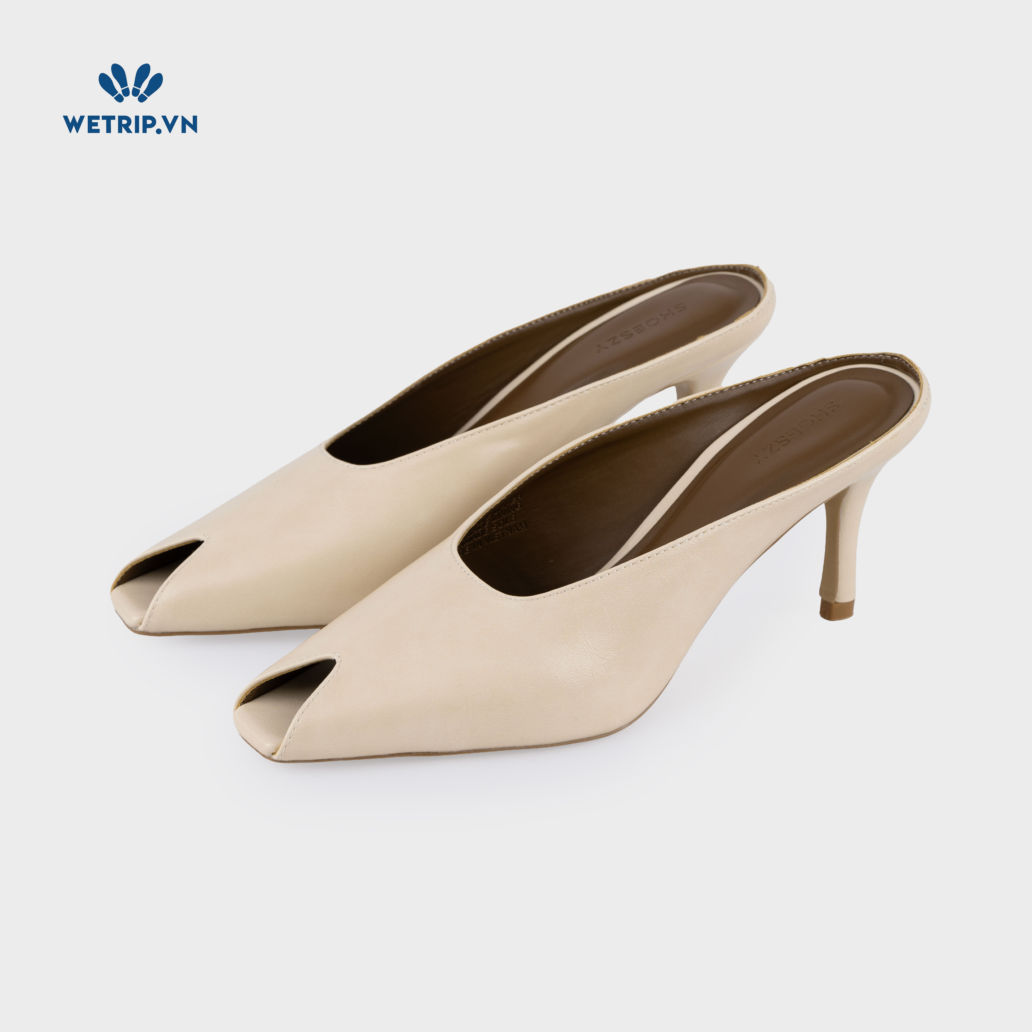 Espresso Shoeszy -Sục cao gót (7cm) màu kem