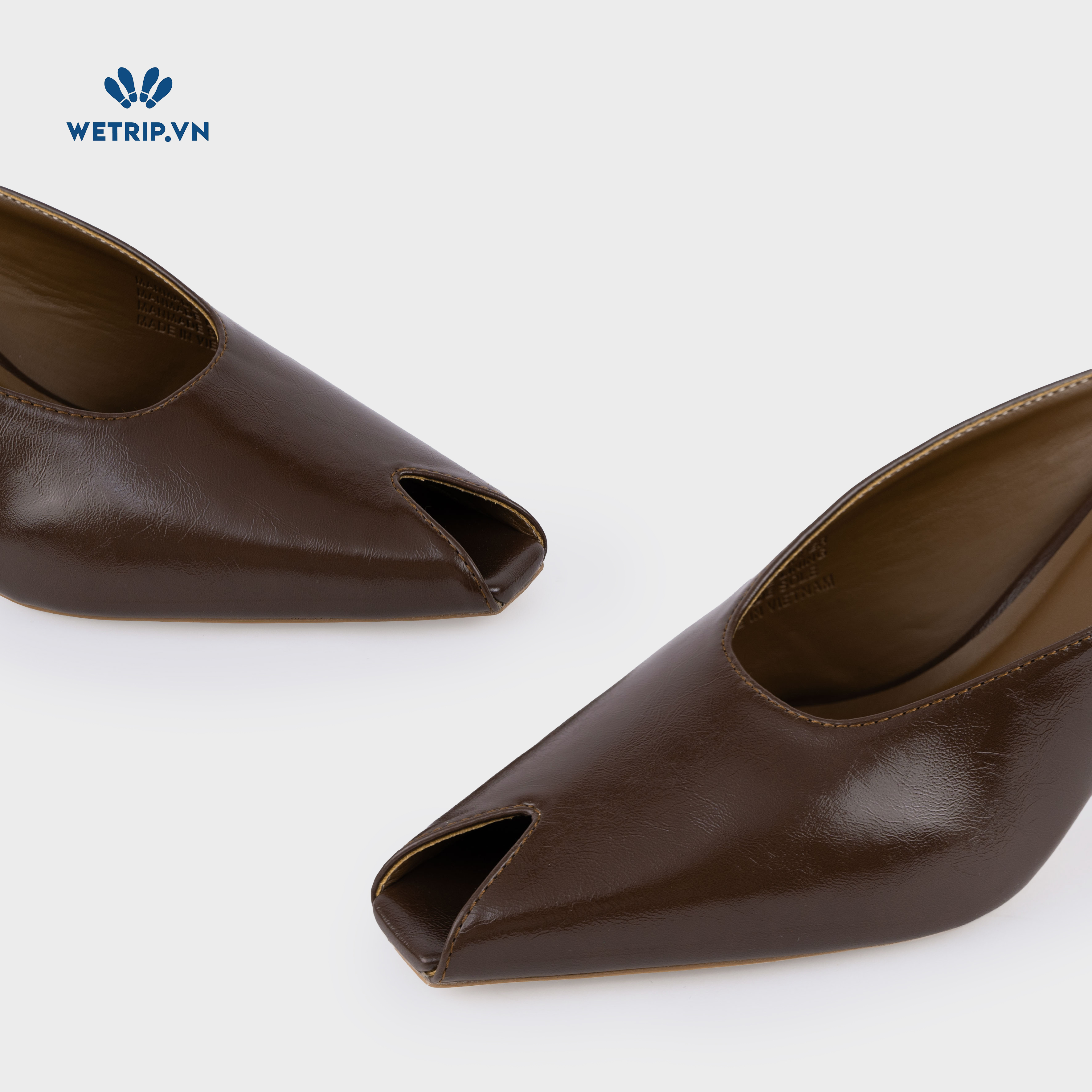 Espresso Shoeszy -Sục cao gót (7cm) màu nâu