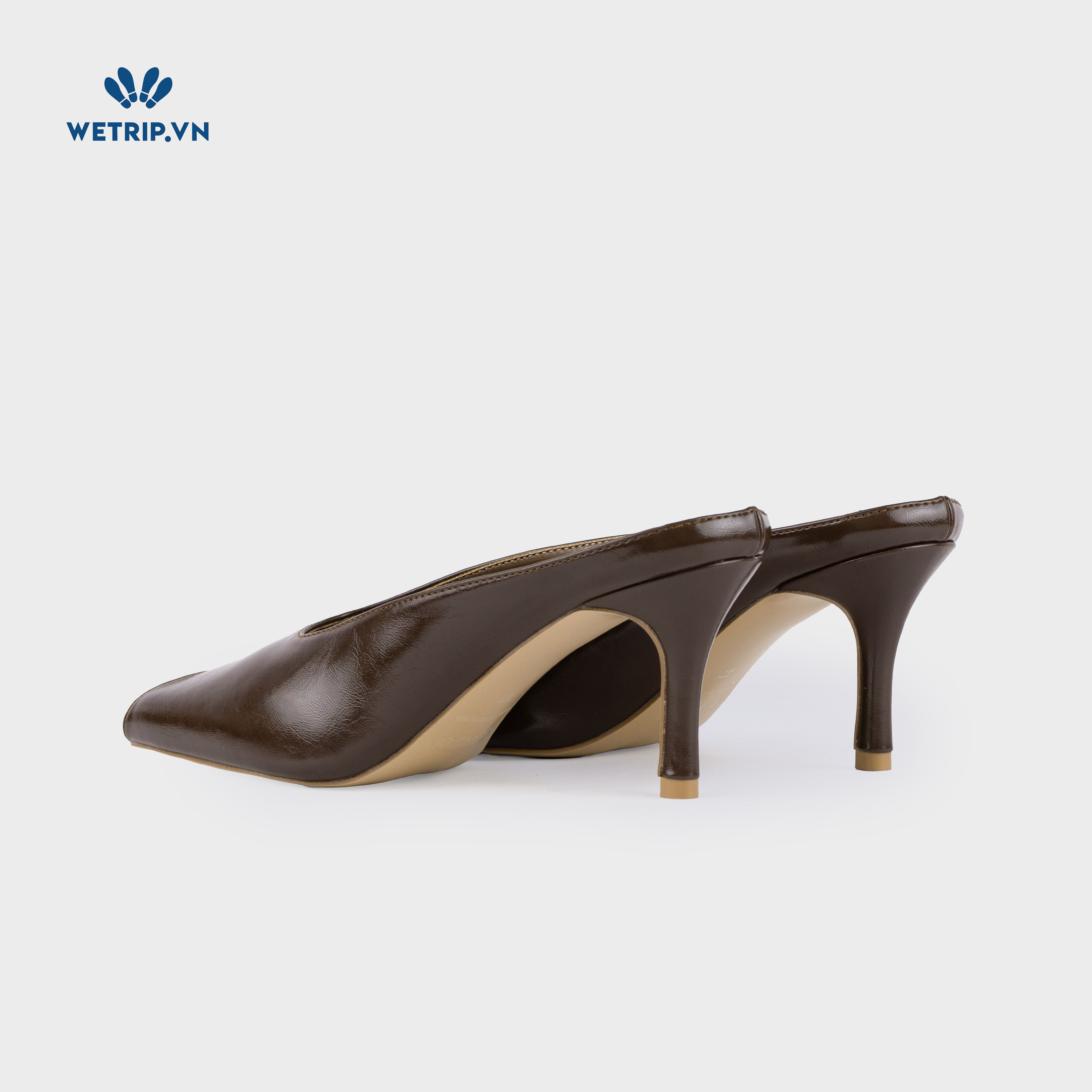 Espresso Shoeszy -Sục cao gót (7cm) màu nâu